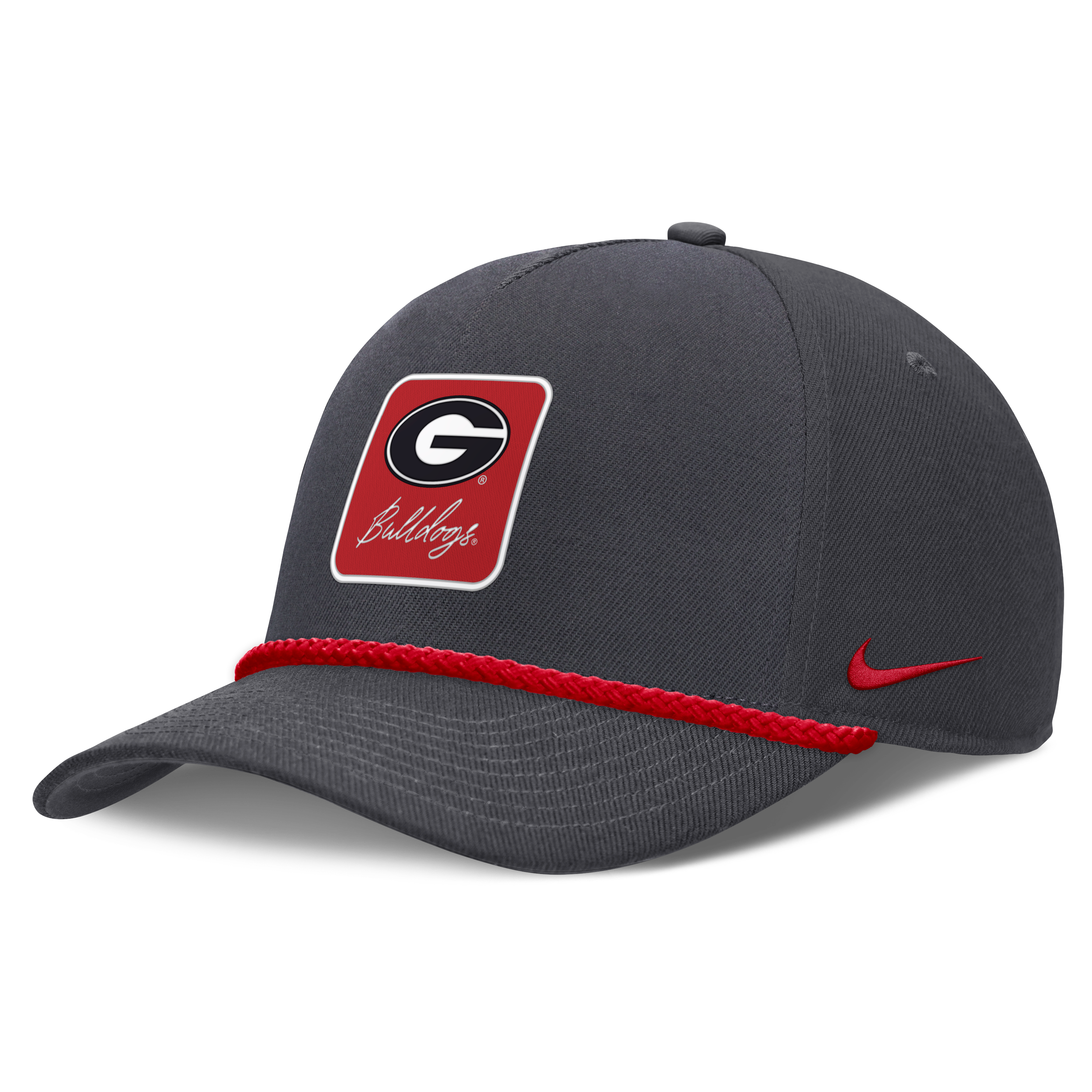 Casquette unisexe Nike anthracite Georgia Bulldogs à inscription en corde et taille ajustable
