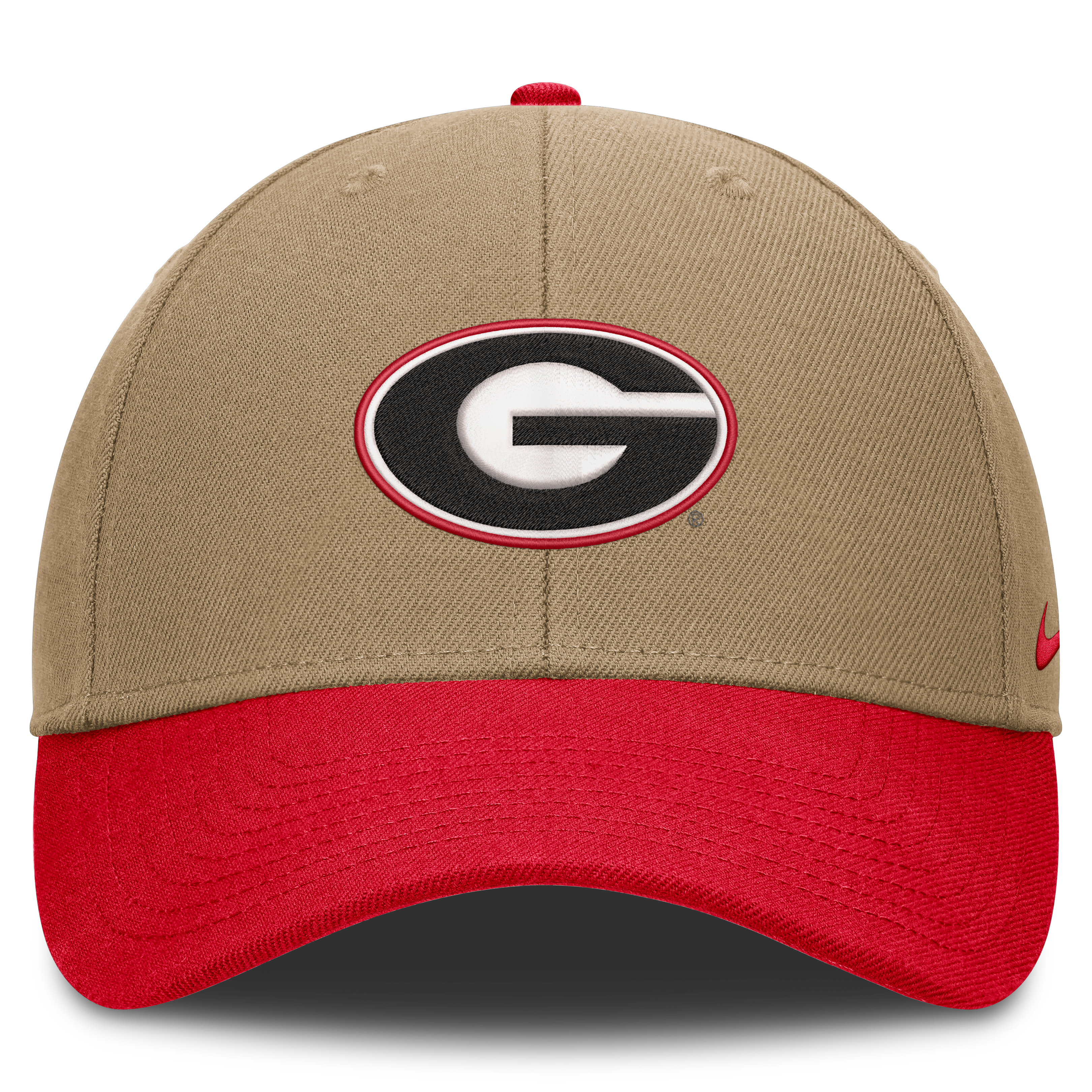 Casquette unisexe Nike beige/rouge Georgia Bulldogs Primetime Rise Dri-FIT ajustable