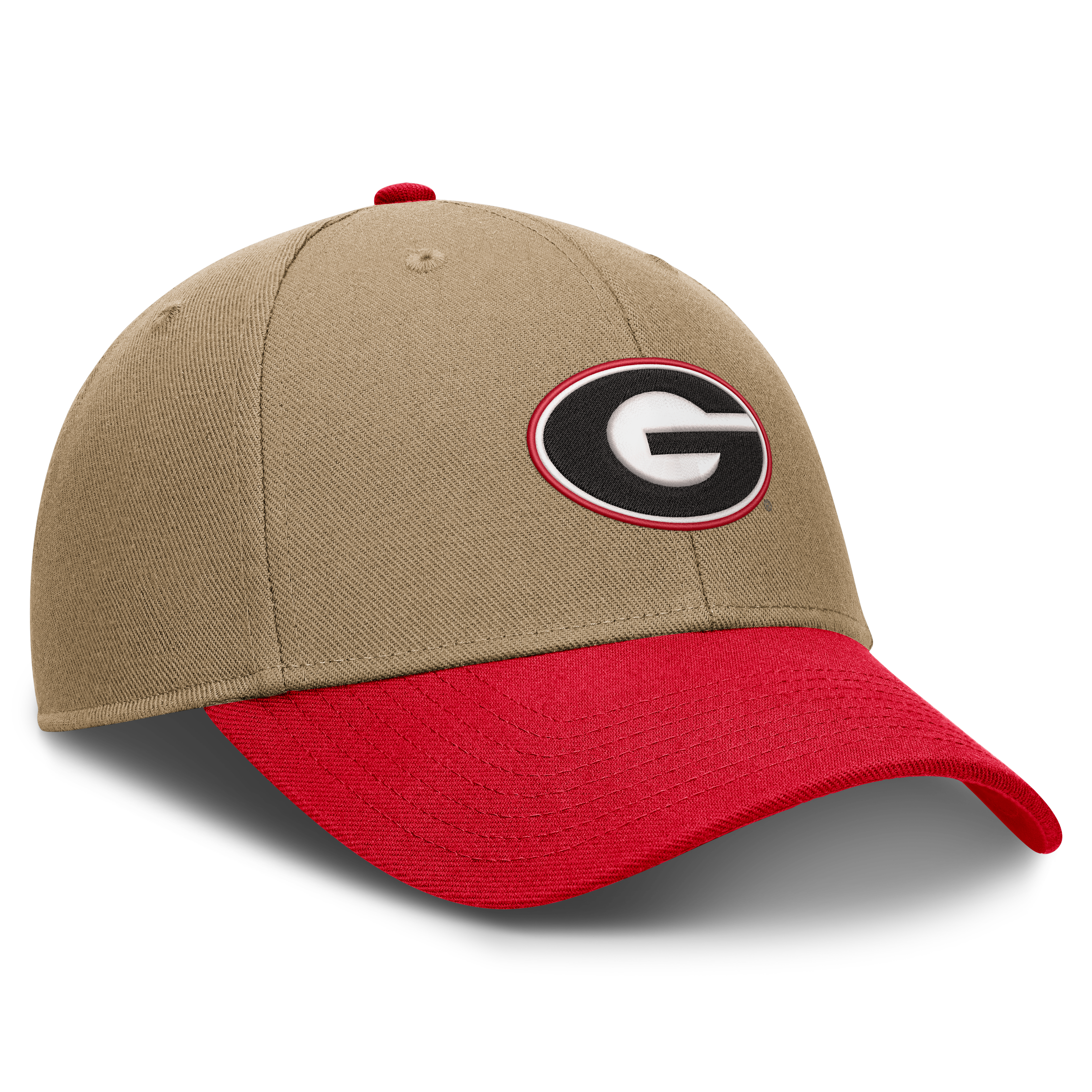 Casquette unisexe Nike beige/rouge Georgia Bulldogs Primetime Rise Dri-FIT ajustable