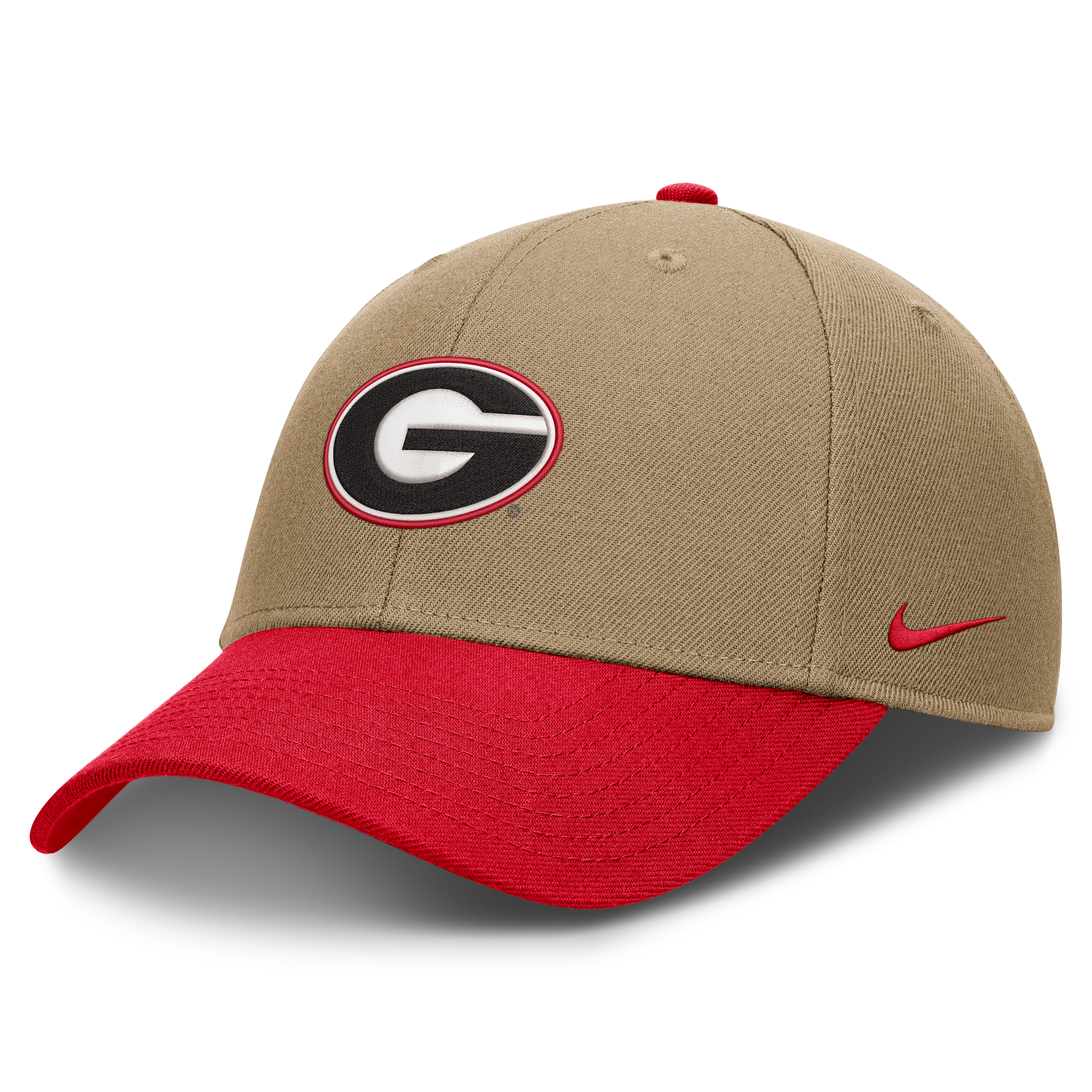 Casquette unisexe Nike beige/rouge Georgia Bulldogs Primetime Rise Dri-FIT ajustable