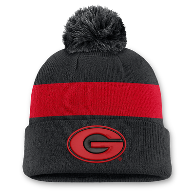 Georgia Bulldogs Nike Unisex Primetime Stripe Cuffed Knit Hat with Pom - Black