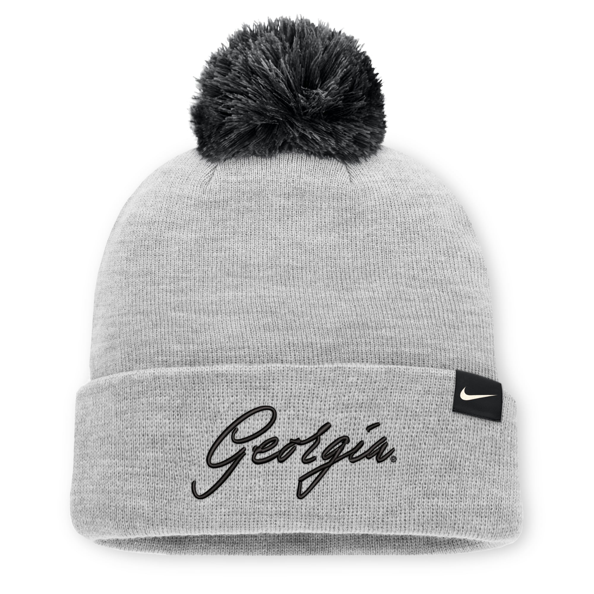 Bonnet unisexe Nike gris chiné Georgia Bulldogs Primetime Script à revers et pompon