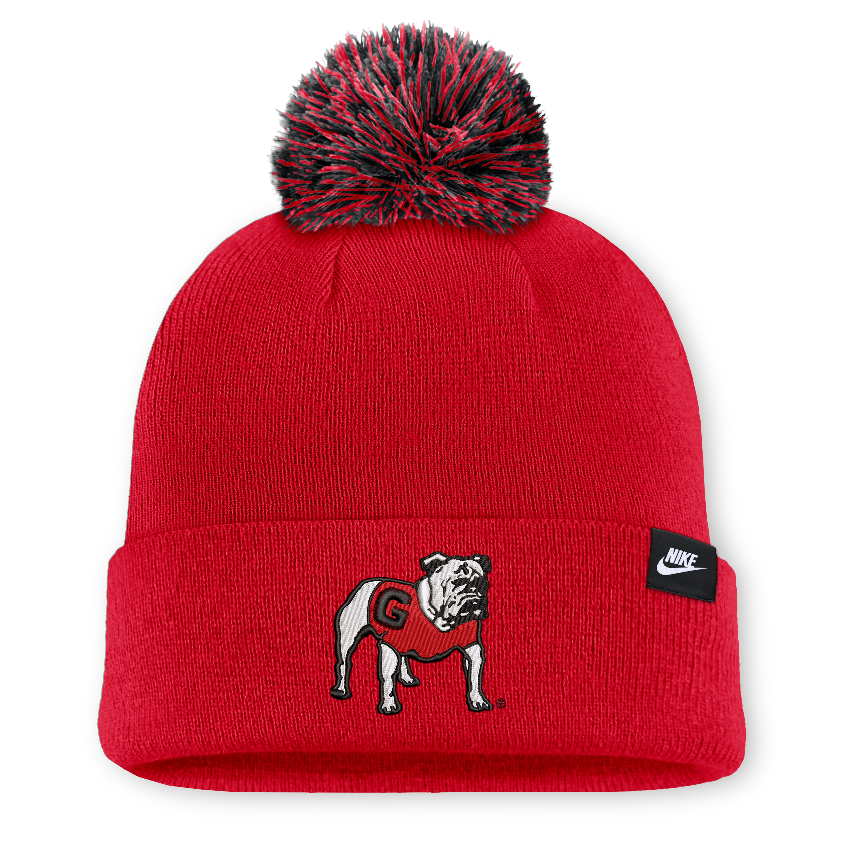 Bonnet unisexe Nike blanc à pompon avec logo des Georgia Bulldogs et lettre Nike.