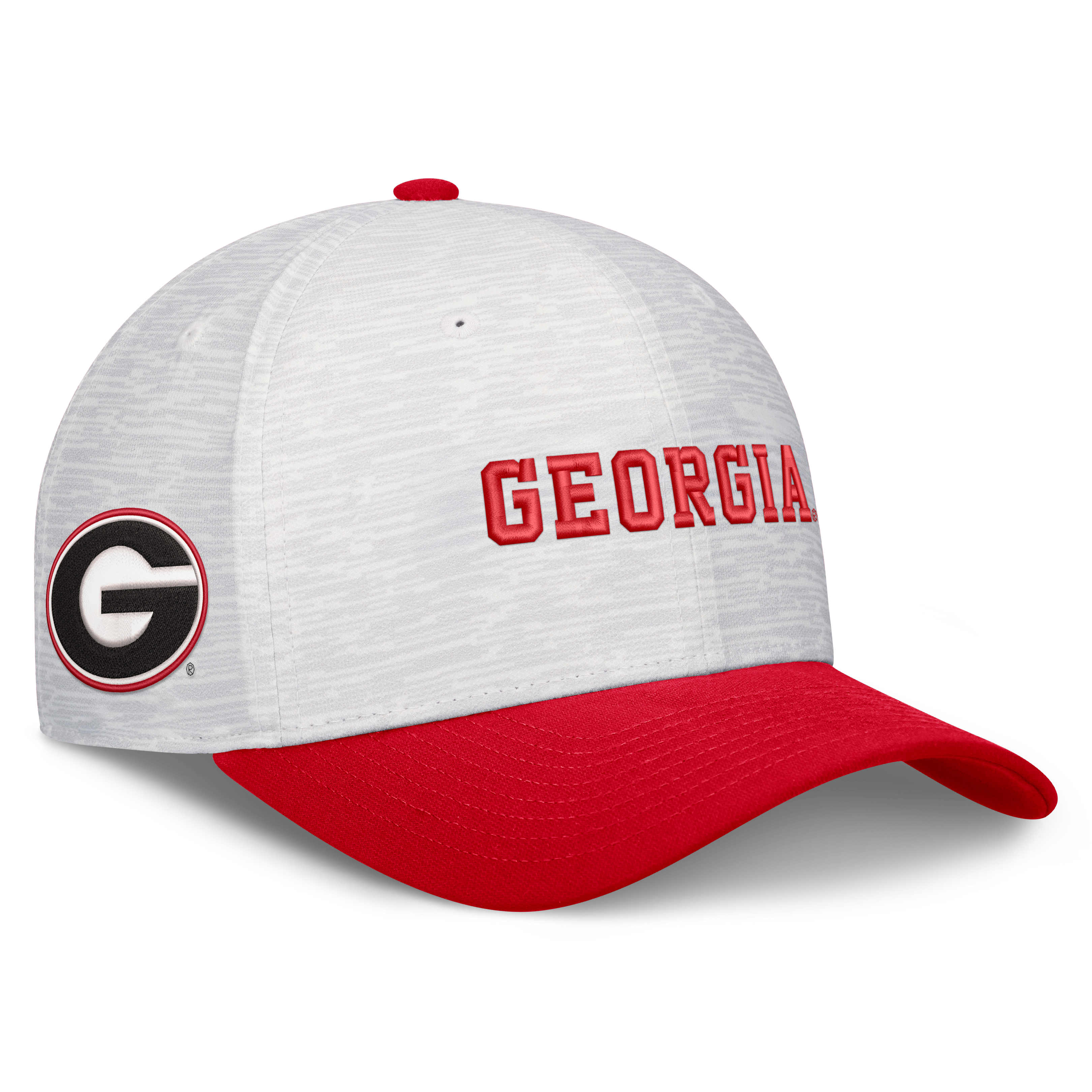 Casquette unisexe Nike blanche/rouge Georgia Bulldogs Primetime Rise ajustable