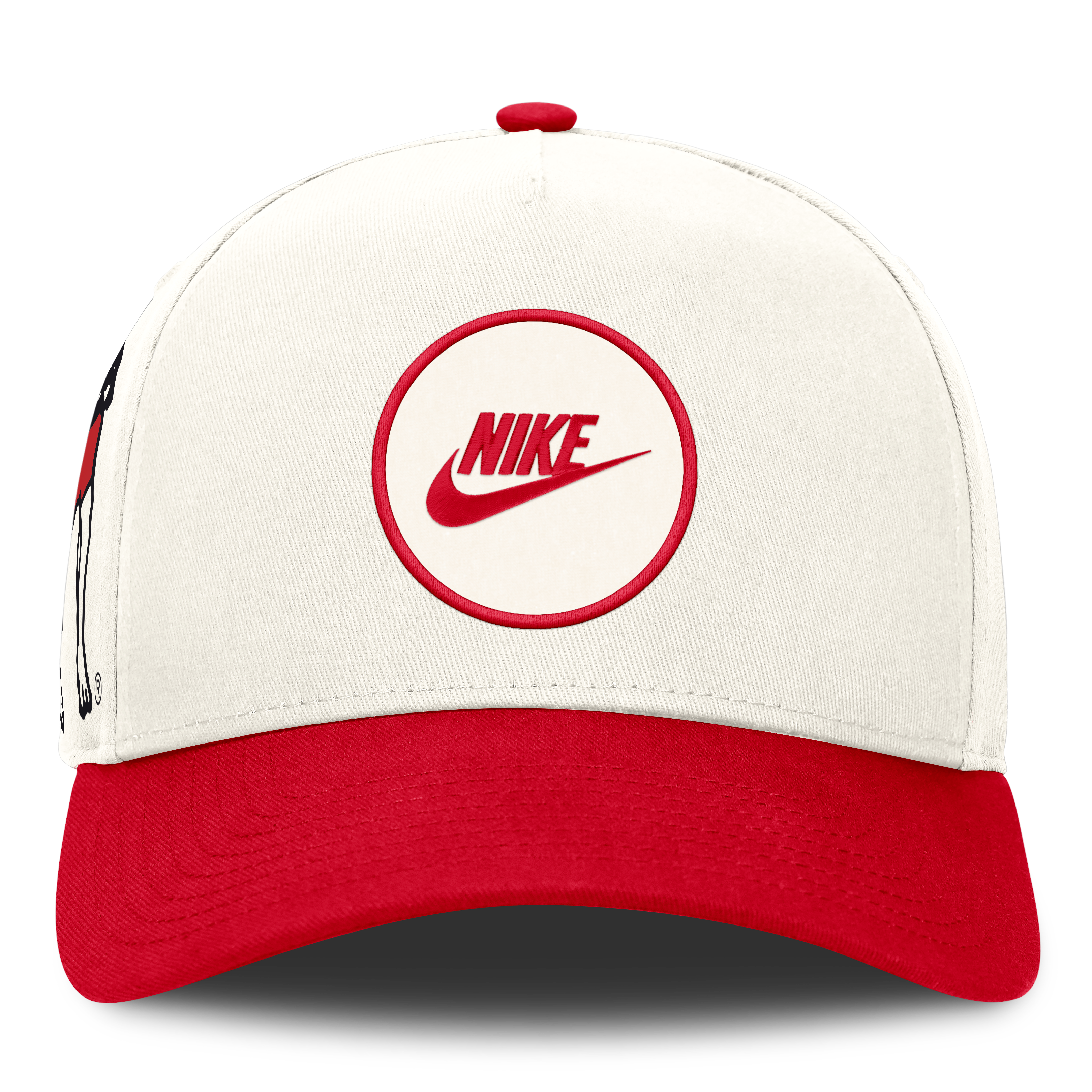 Casquette unisexe Nike blanche/rouge Georgia Bulldogs Rise Side Logo A-Frame Dri-FIT ajustable