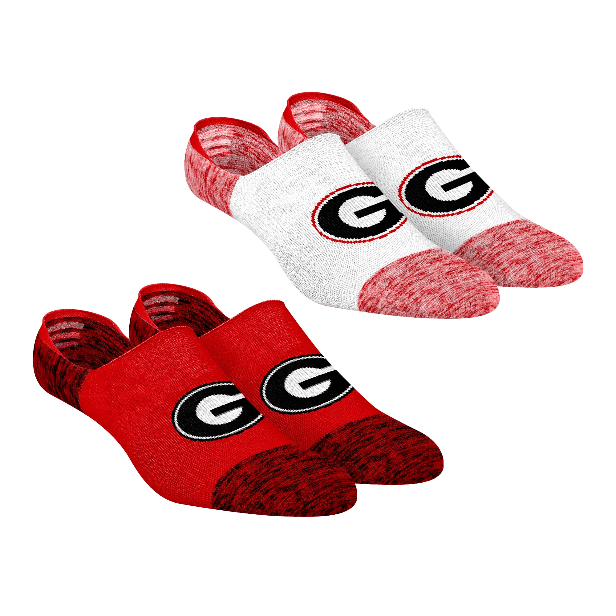Chaussettes invisibles unisexes Rock Em Georgia Bulldogs, lot de deux, couleur chinée