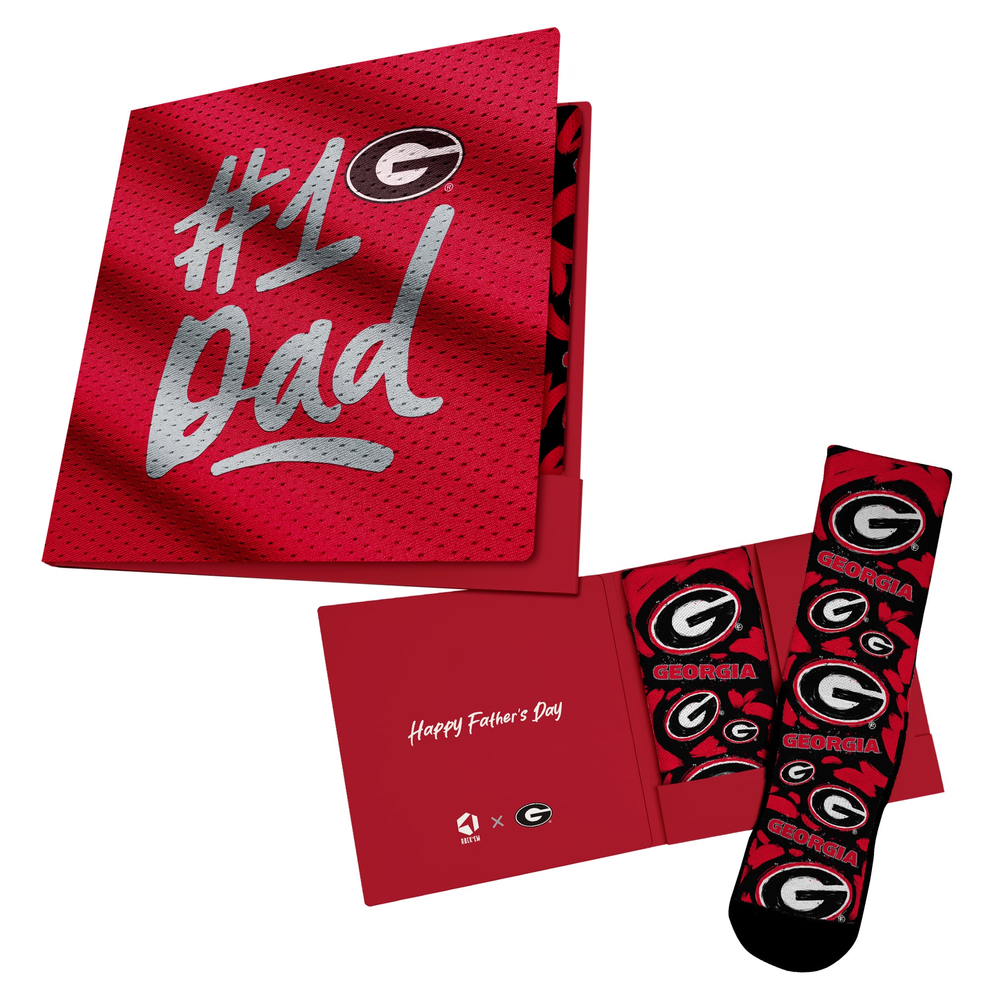 Chaussettes unisexes Rock Em Socks rouges Georgia Bulldogs #1 Carte cadeau papa