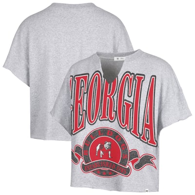  Georgia Bulldogs '47 Women's Banners Out Oversized Notch-Neck T-Shirt - Gray