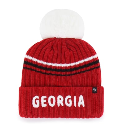  Georgia Bulldogs '47 Women's Seasonal Fuzzy Script Big Pom Knit Hat - Red