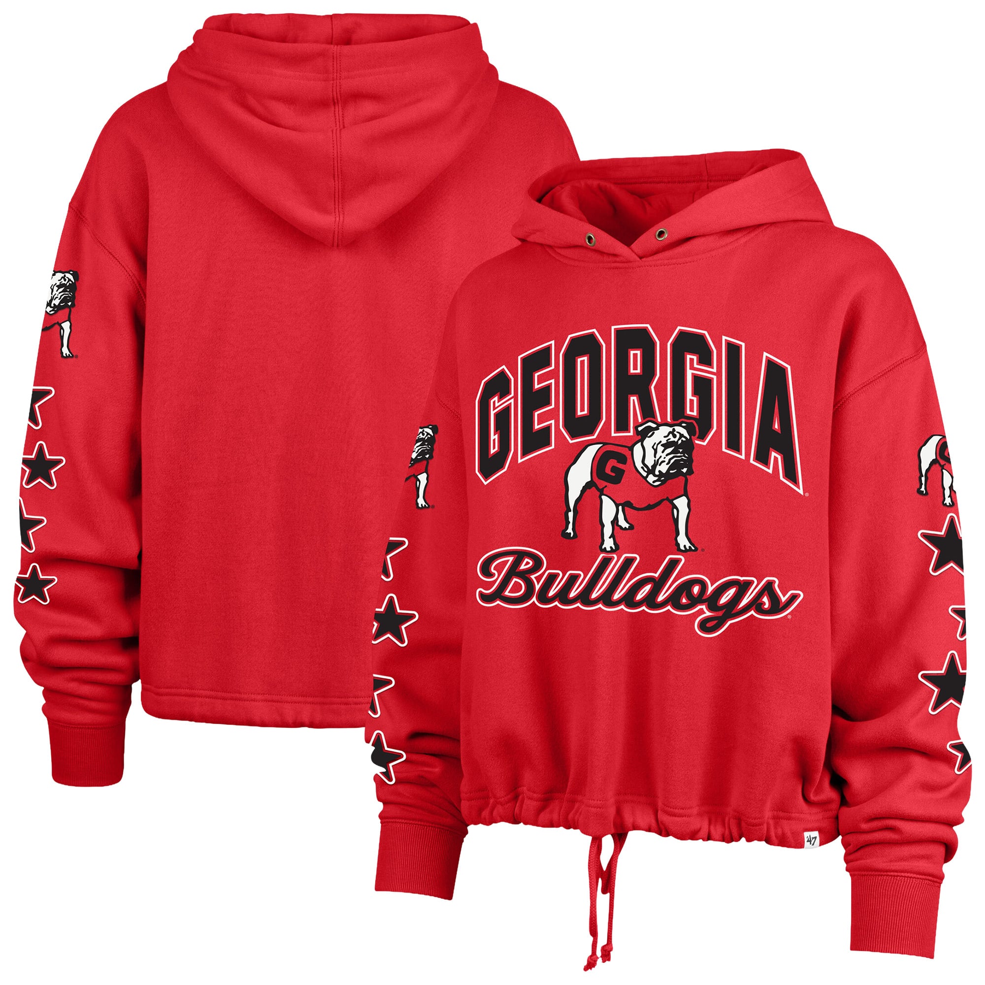 Women's '47  Red Georgia Bulldogs Starry Eyed Venice Pullover Hoodie
