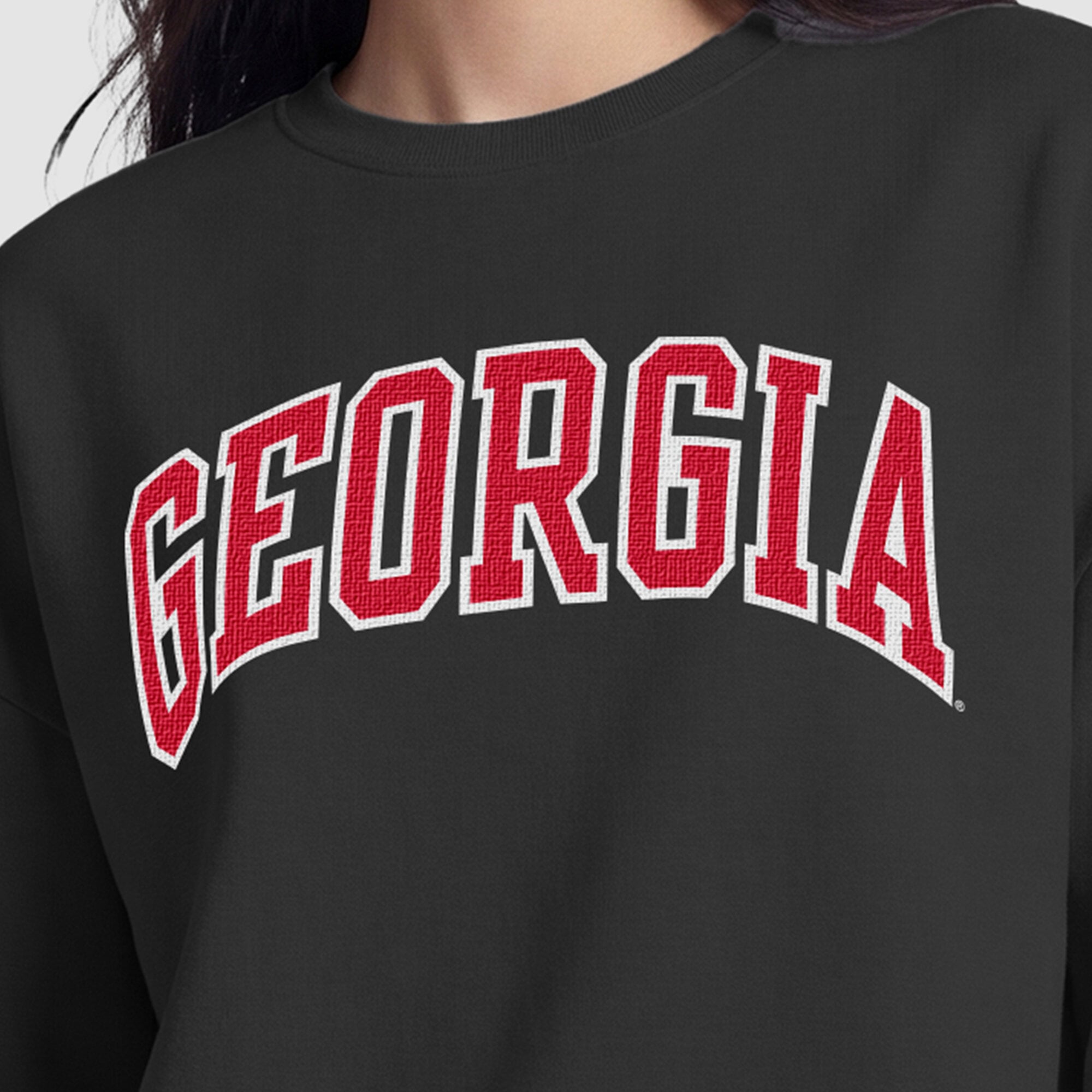 Women's Champion Black Georgia Bulldogs Fleece Crew Sweatshirt