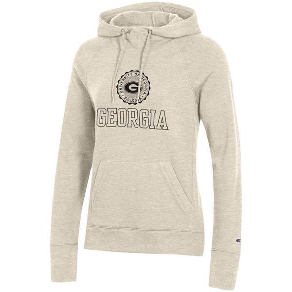 Women's Champion Heathered Oatmeal Georgia Bulldogs College Seal Pullover  Hoodie