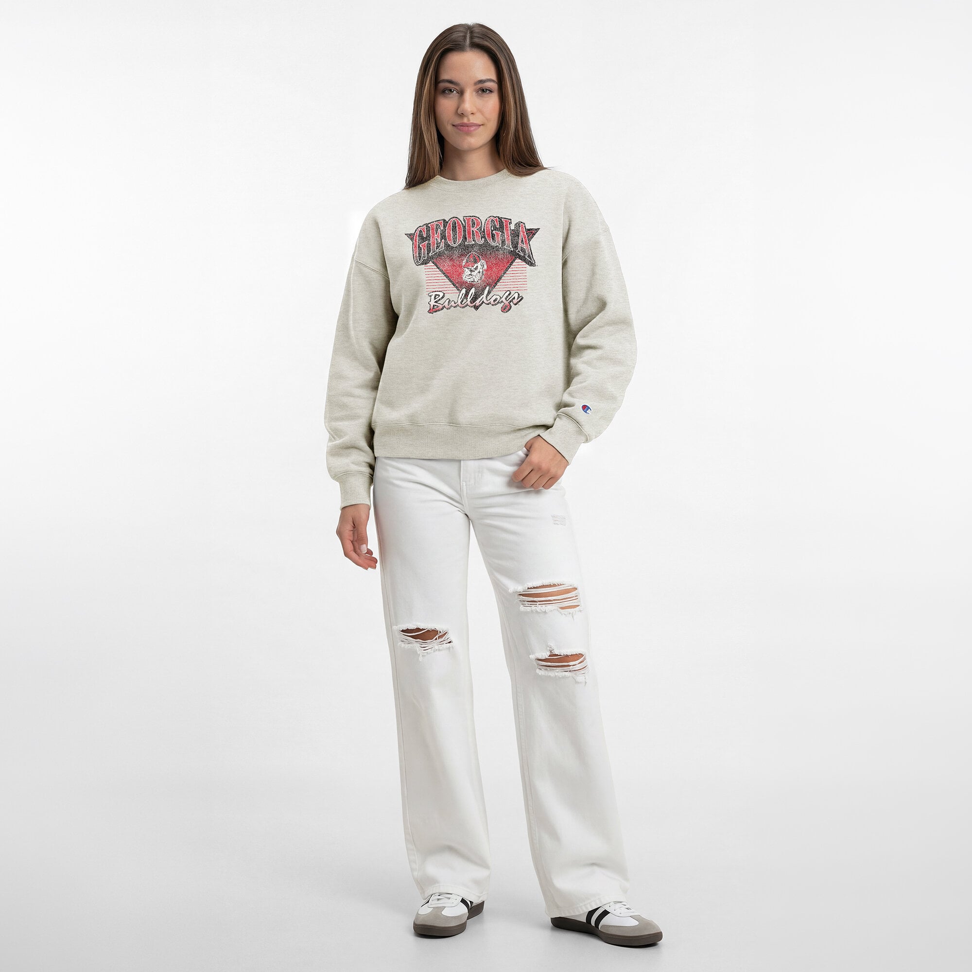 Women's Champion  Oatmeal Georgia Bulldogs All-Star Weave Sweatshirt