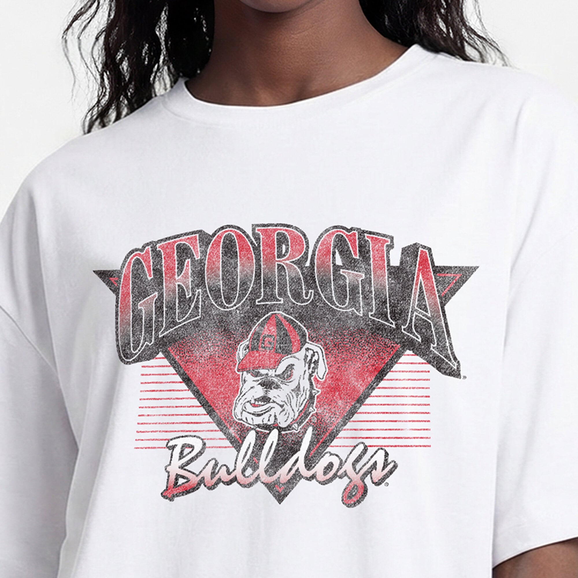 T-shirt oversize rétro Champion blanc Georgia Bulldogs pour femmes