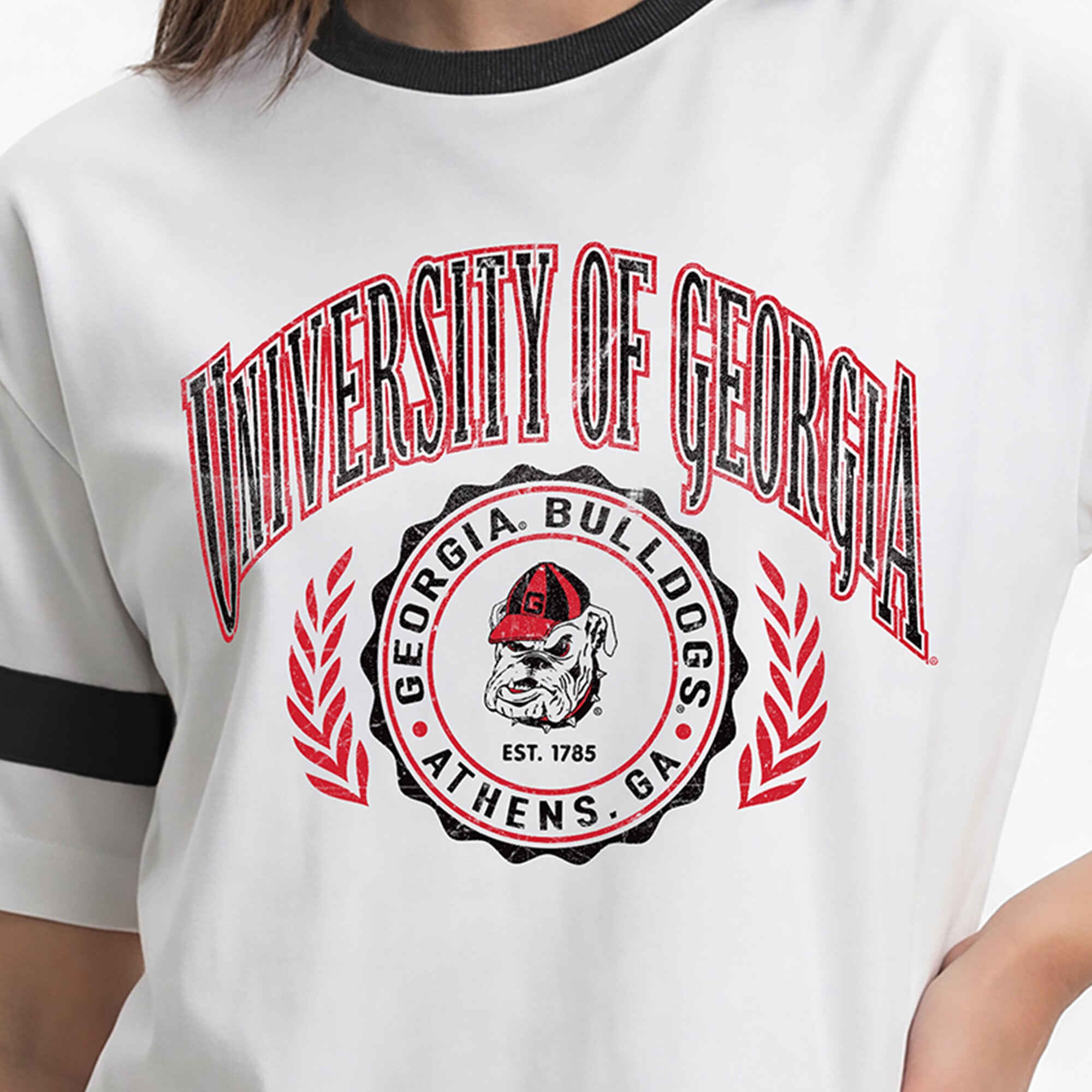 T-shirt oversize rétro Champion blanc Georgia Bulldogs pour femmes