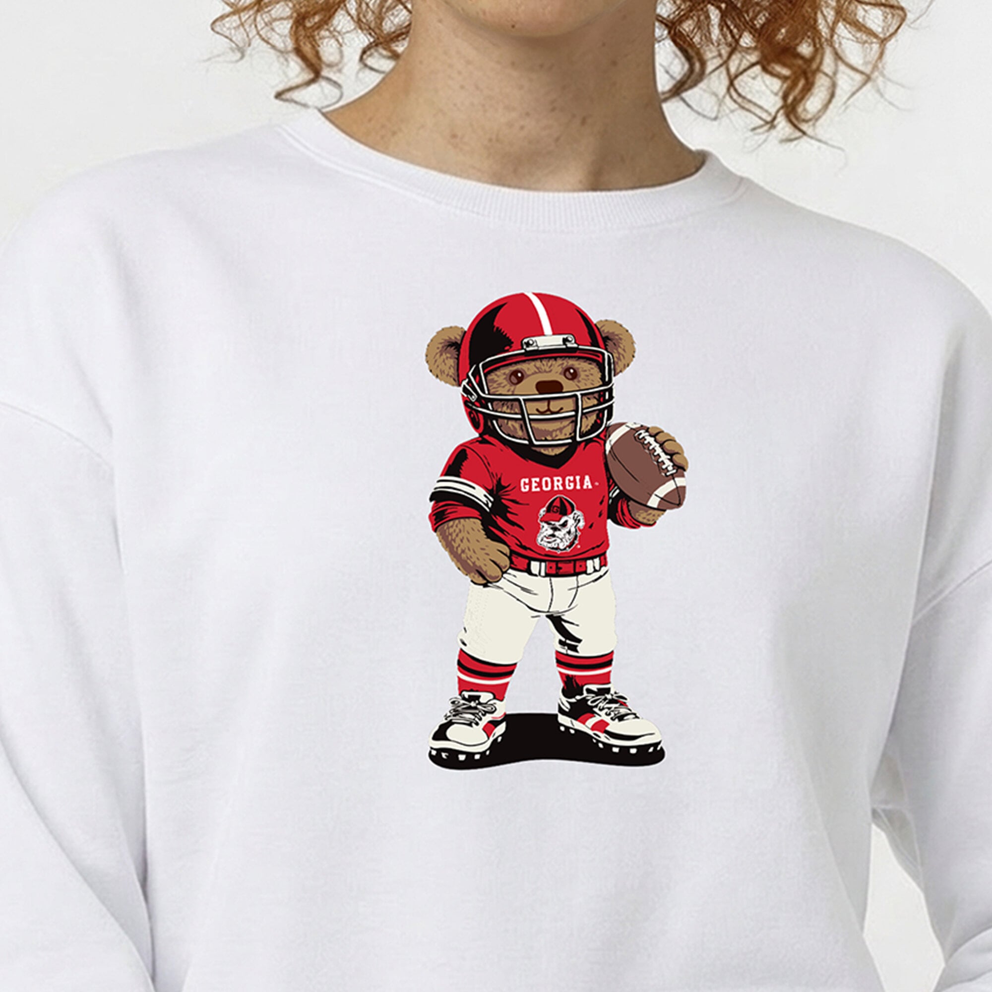 Women's Champion White Georgia Bulldogs Teddy Bear Sweatshirt