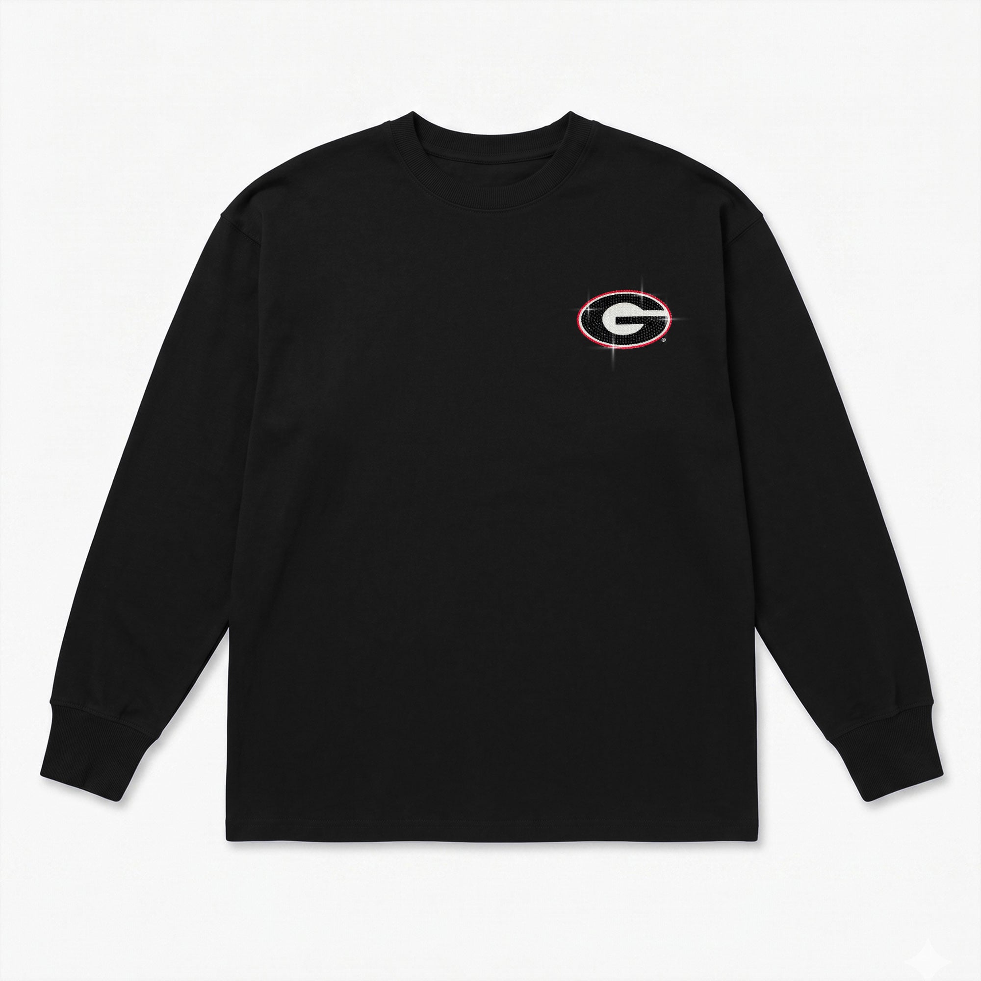 T-shirt à manches longues noir strass « Light It Up » des Georgia Bulldogs, collection Gameday Couture pour femmes
