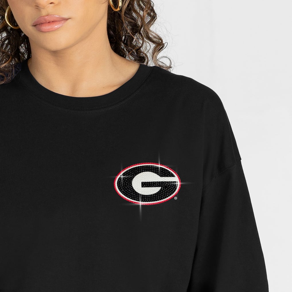 Women's Gameday Couture Black Georgia Bulldogs Light It Up Rhinestone ...
