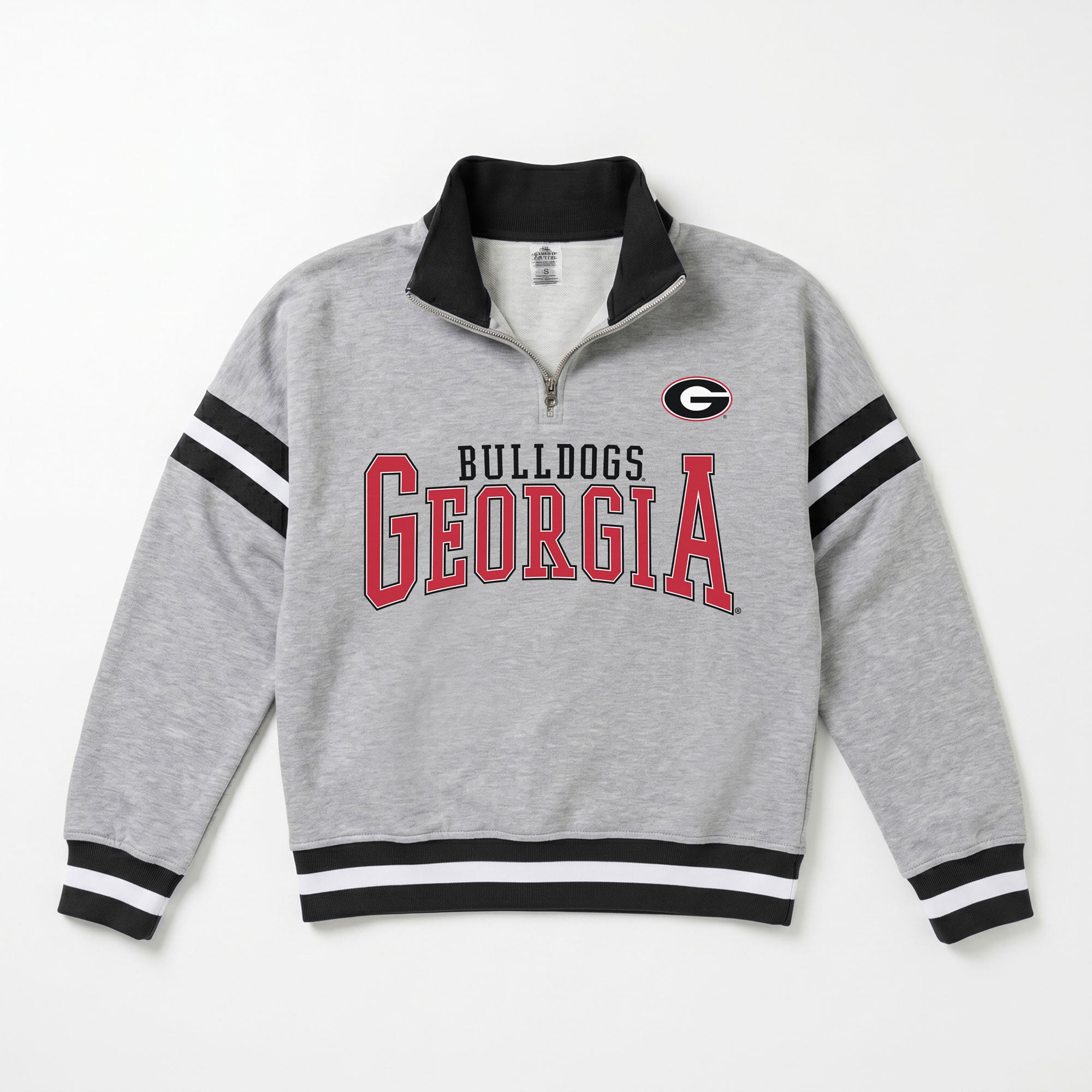 Pull à col zippé gris Georgia Bulldogs Hold the Line pour femme, collection Gameday Couture.