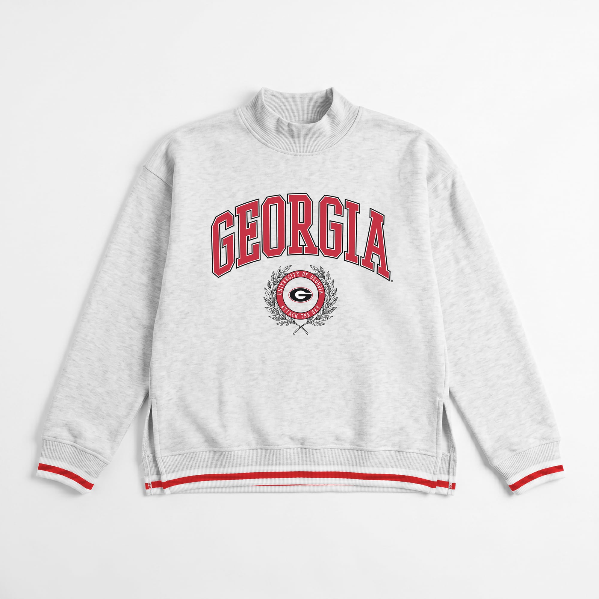 Women's Gameday Couture Gray Georgia Bulldogs Rally Point Contrast Stripe Mock Neck Sweatshirt