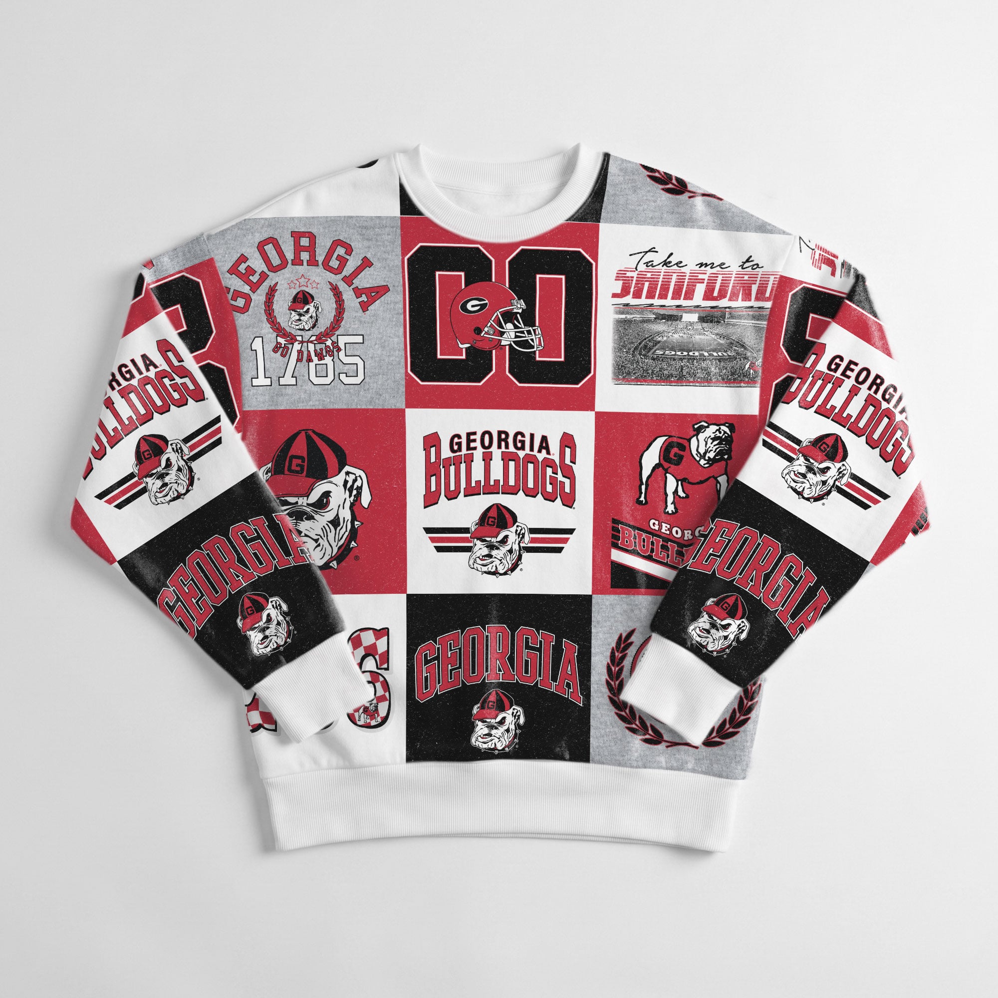 Pull à manches longues patchwork Georgia Bulldogs Highlight Reel rouge pour femme