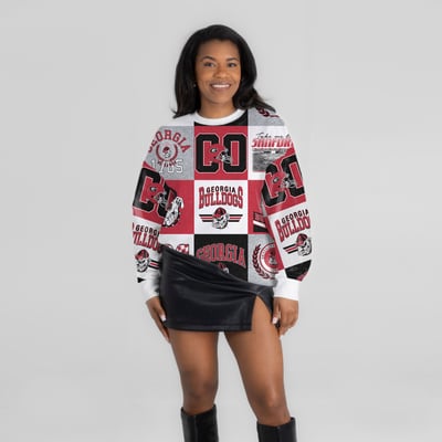  Georgia Bulldogs Gameday Couture Women's Highlight Reel Patchwork Long Sleeve Pullover - Red