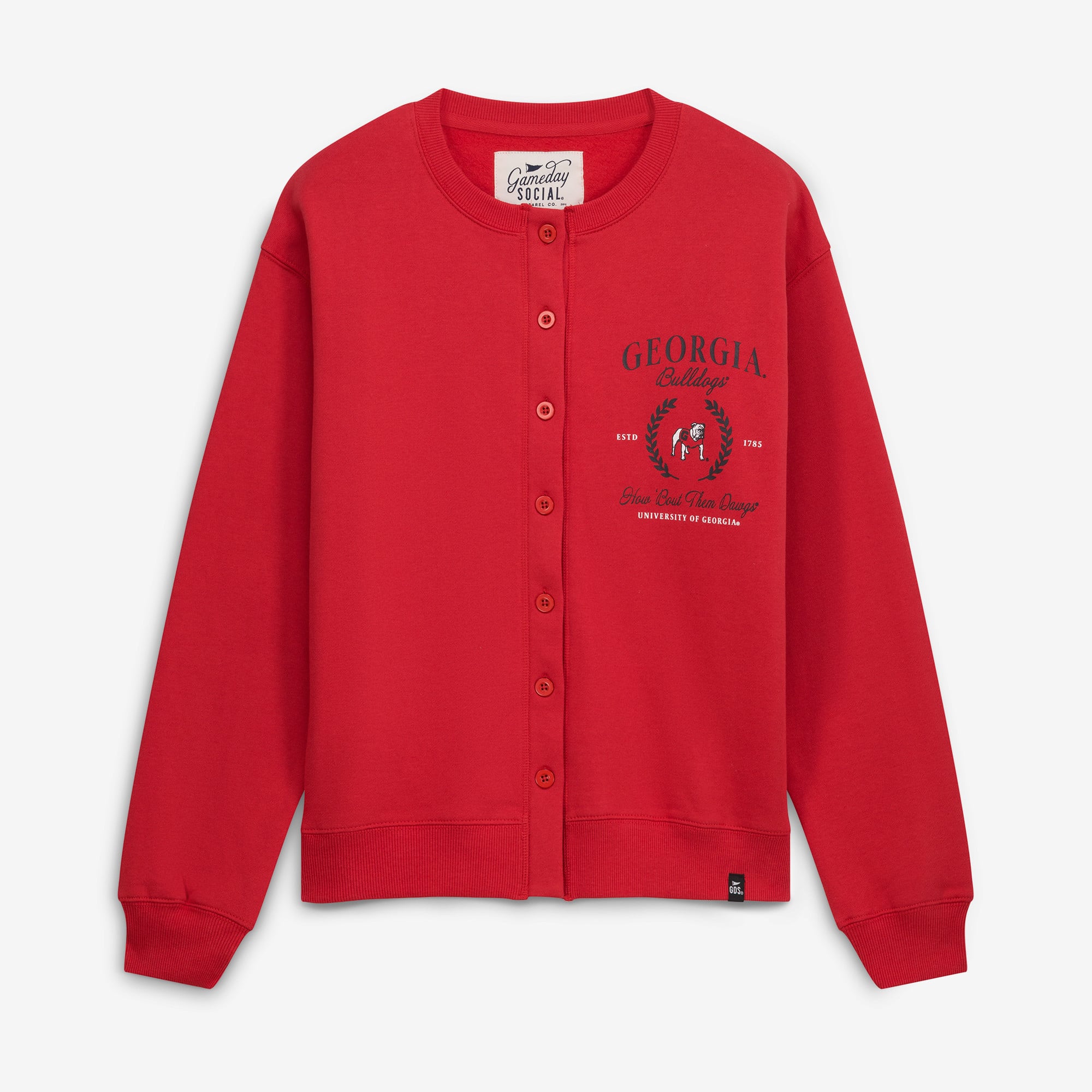 Gilet en polaire boutonné rouge Georgia Bulldogs pour femme, collection Gameday Social.