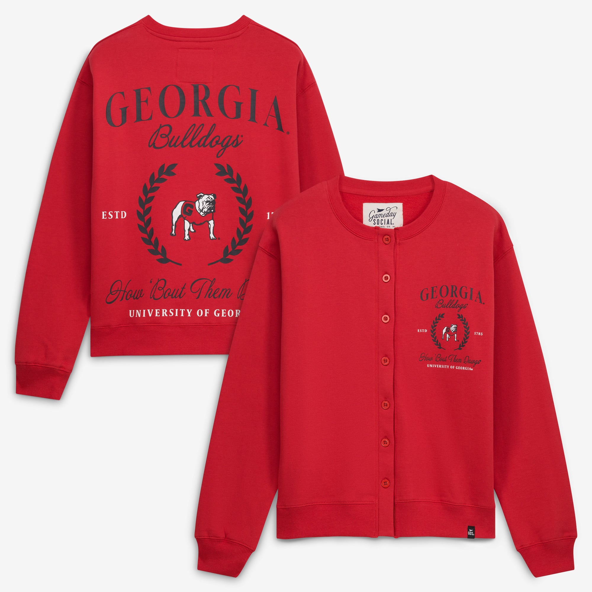 Gilet en polaire boutonné rouge Georgia Bulldogs pour femme, collection Gameday Social.