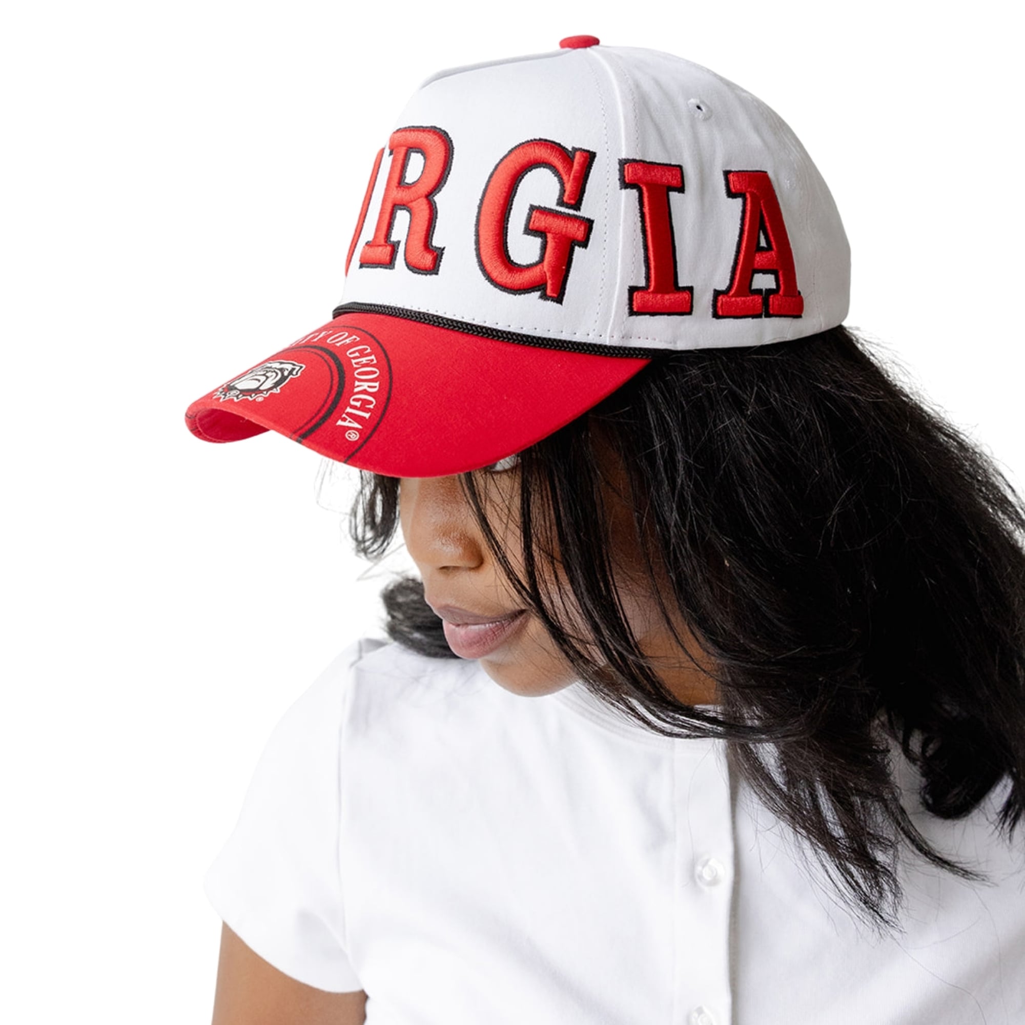 Women's Gameday Social White/Red Georgia Bulldogs Five-Panel Rope Away Adjustable Hat