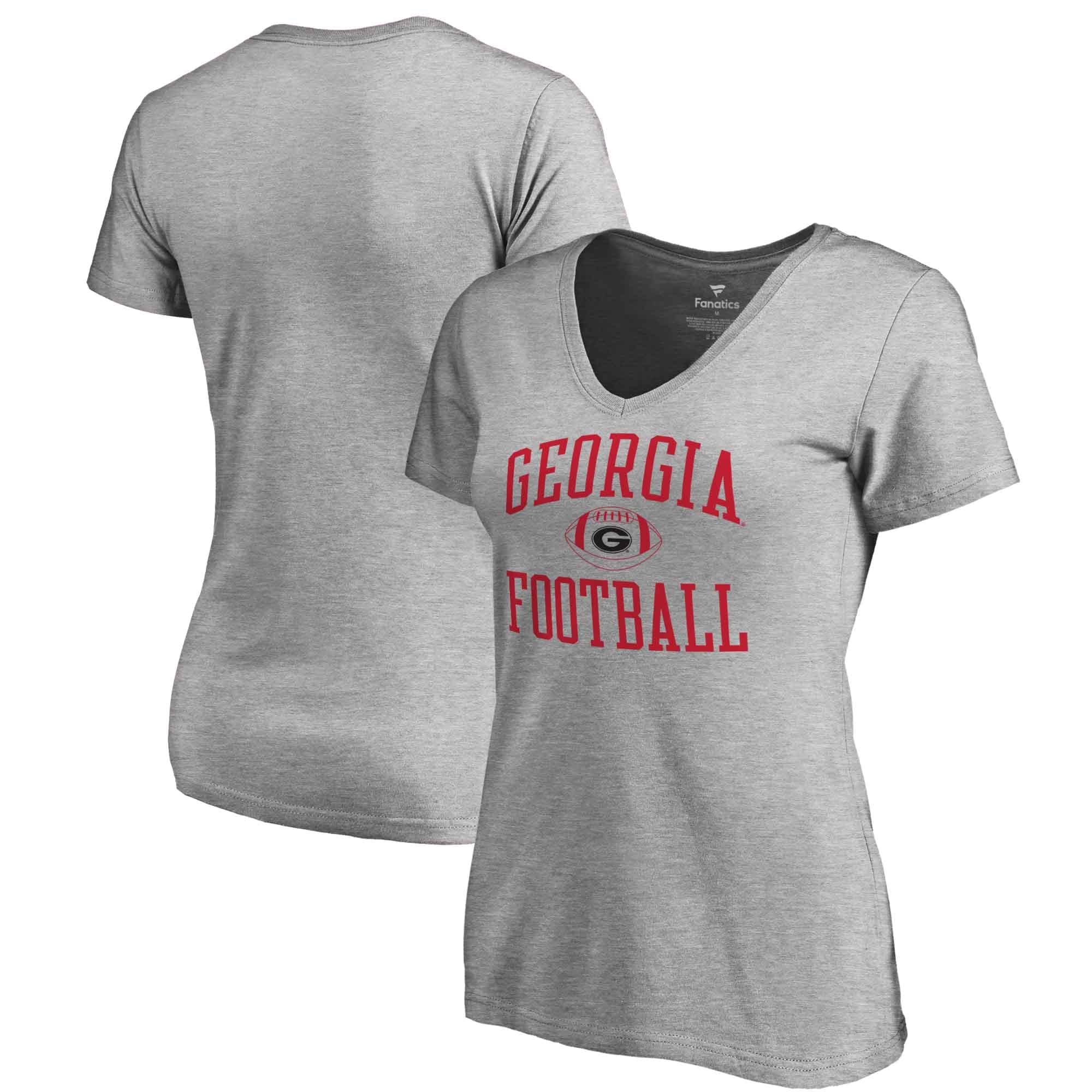 Women's Heather Gray Georgia Bulldogs First Sprint V-Neck T-Shirt