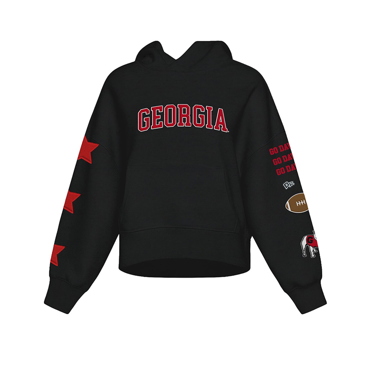 Sweat à capuche court Hype and Vice Black Georgia Bulldogs pour femmes