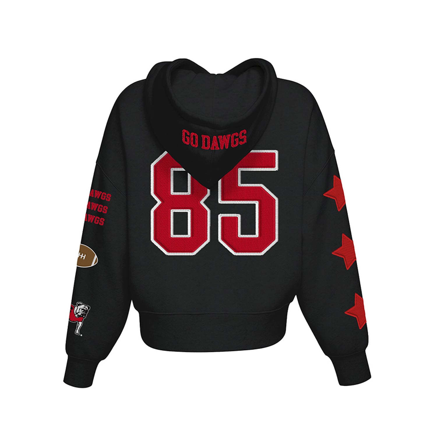 Sweat à capuche court Hype and Vice Black Georgia Bulldogs pour femmes