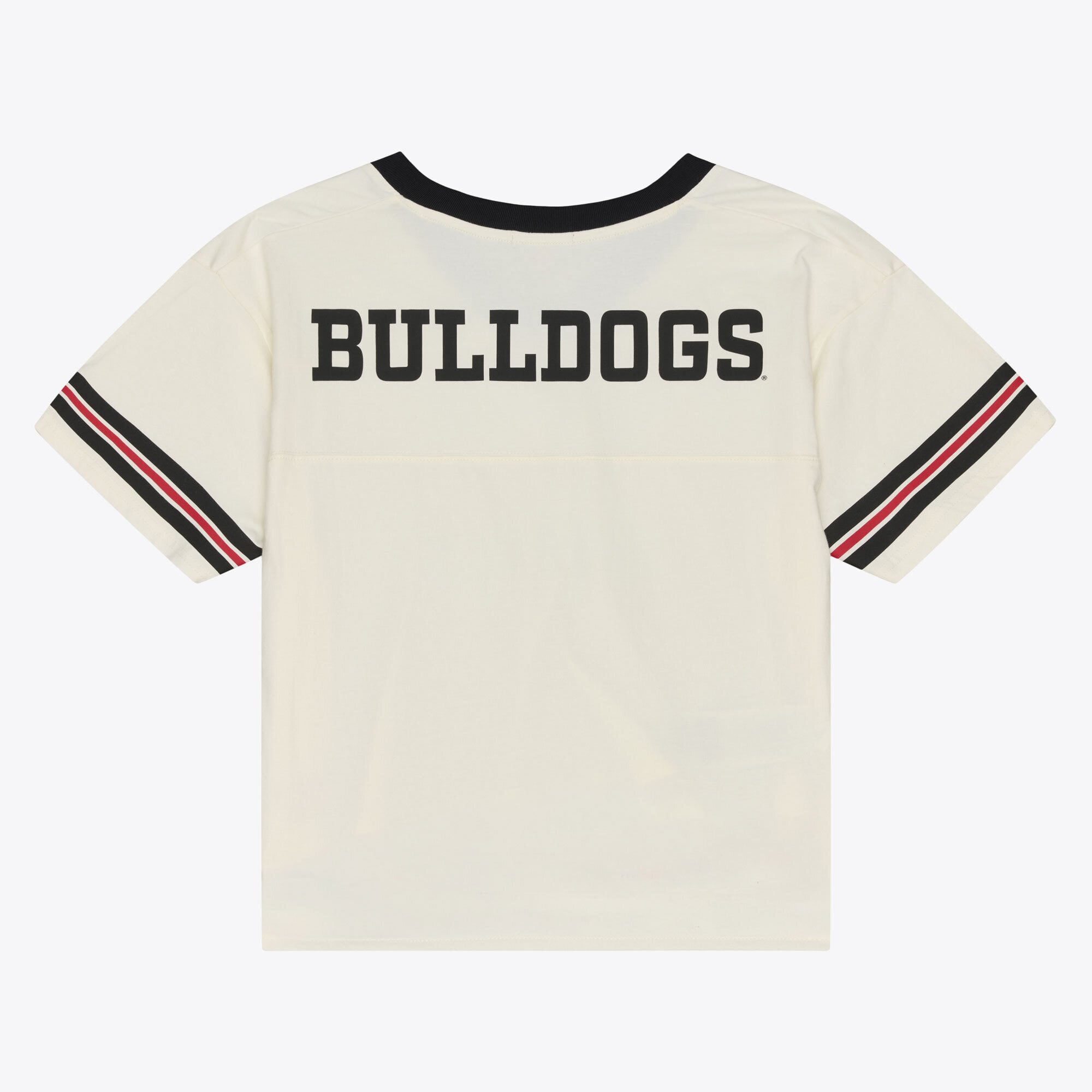 T-shirt court à empiècement carré Mitchell & Ness crème Georgia Bulldogs pour femme