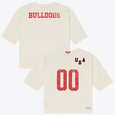 T-shirt oversize à manches 3/4 pour femme Georgia Bulldogs Mitchell & Ness Retro Roots - Crème