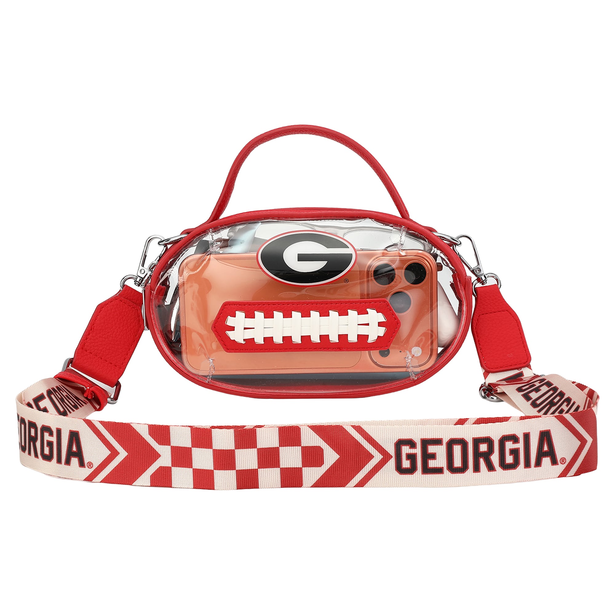 Sac bandoulière transparent Montana West pour femme, motif Georgia Bulldogs.