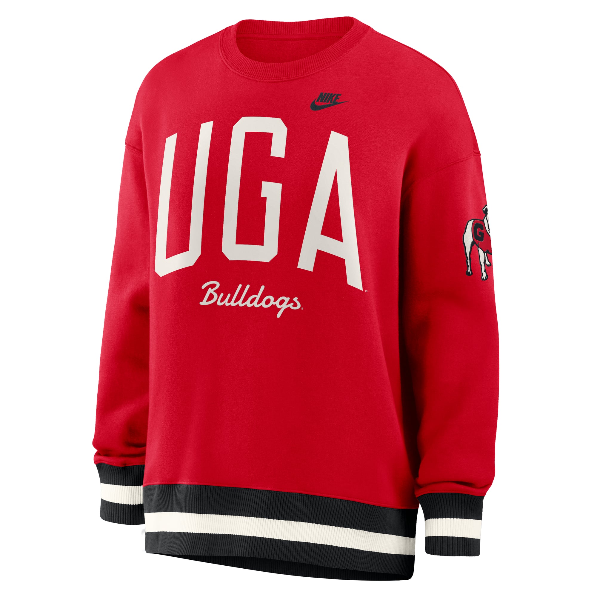 Sweat-shirt Nike rouge Georgia Bulldogs pour femme, modèle Legacy Arch Phoenix oversize