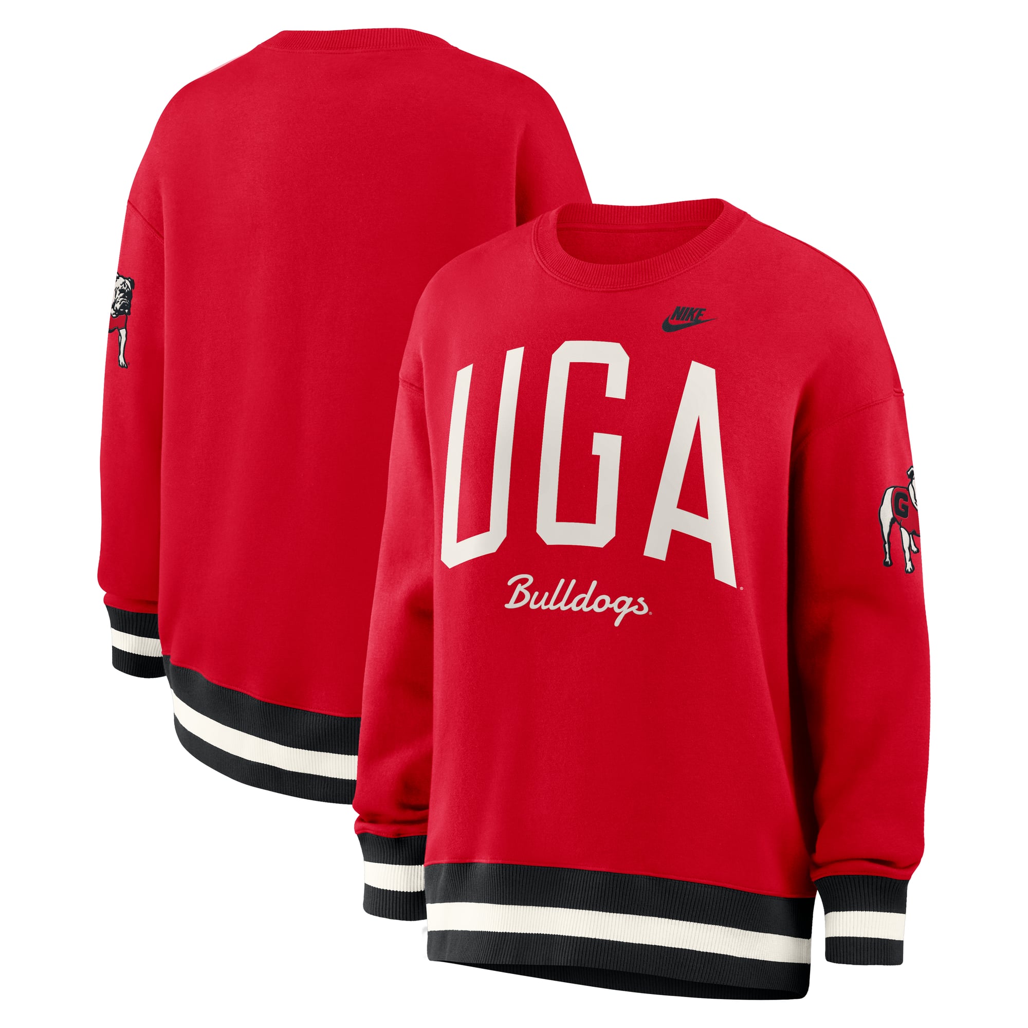 Sweat-shirt Nike rouge Georgia Bulldogs pour femme, modèle Legacy Arch Phoenix oversize