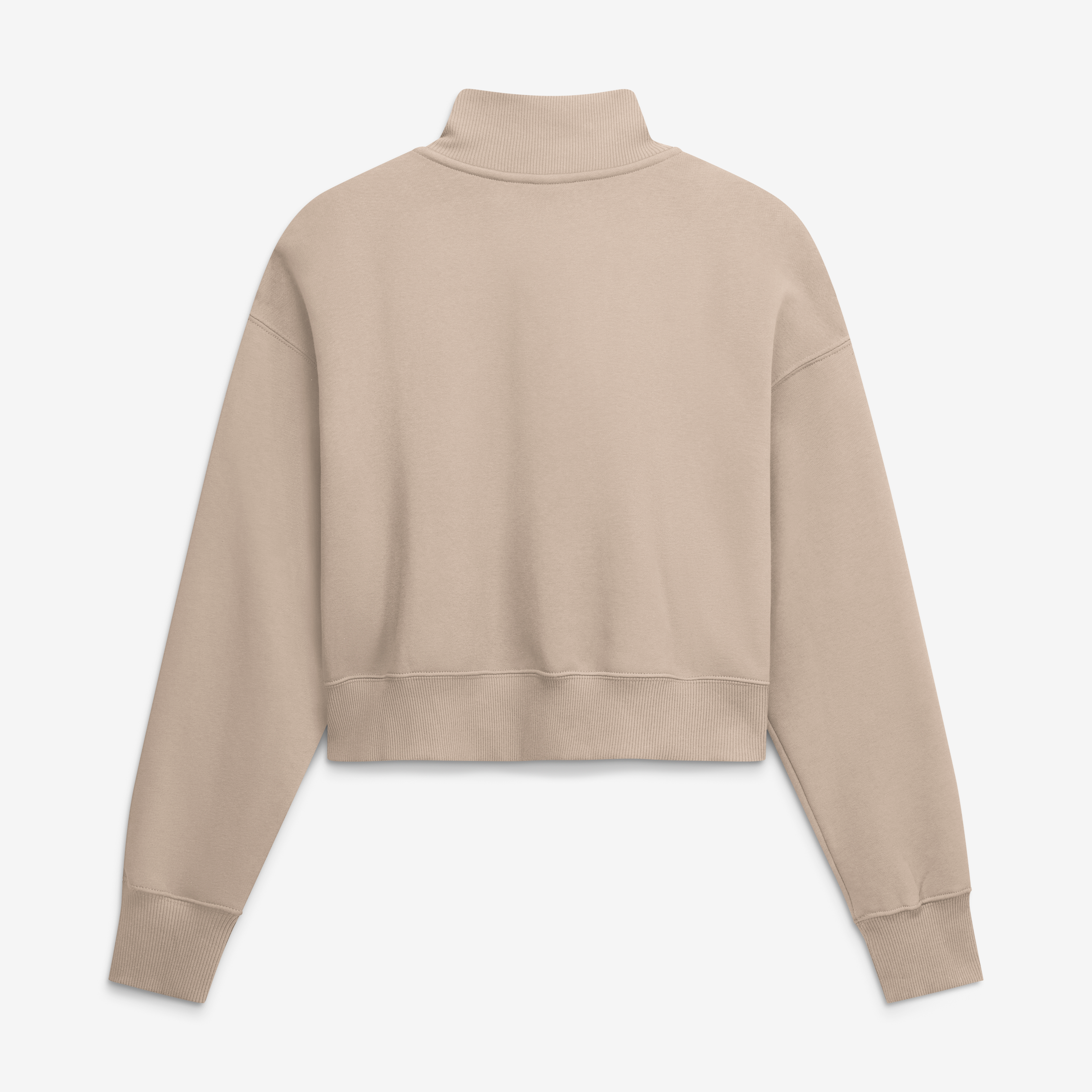 Women's Nike Tan Georgia Bulldogs Neutral Stance Collection Oversized Phoenix Fleece Cropped Quarter-Zip Sweatshirt