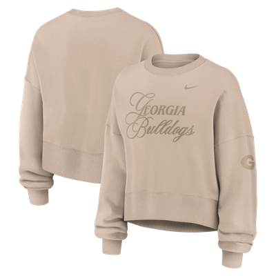 Georgia Bulldogs Nike Women's Neutral Stance Collection Oversized Phoenix Fleece Sweatshirt - Tan
