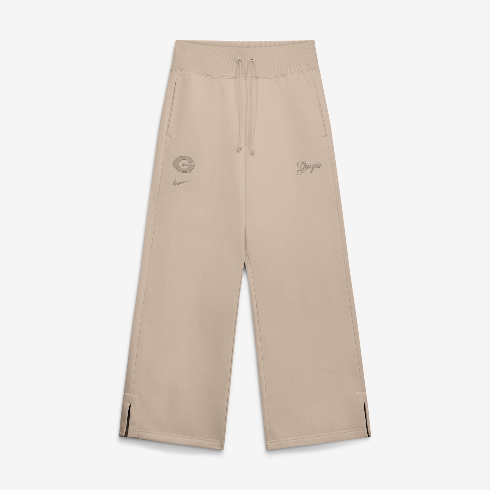 Women's Nike Tan Georgia Bulldogs Neutral Stance Collection Phoenix Fleece Wide-Leg Sweatpants