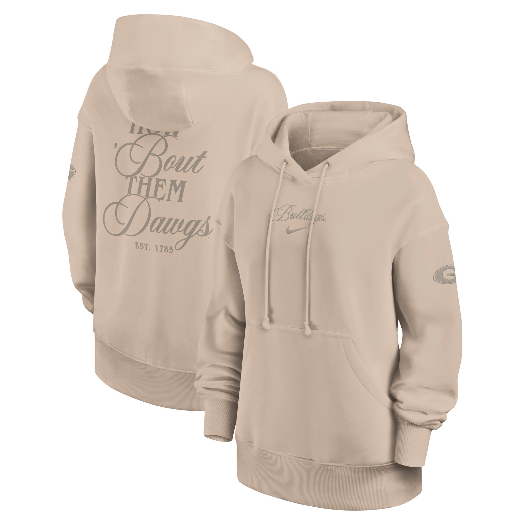 Women's Nike Tan Georgia Bulldogs Neutral Stance Phoenix Fleece Oversized Hoodie