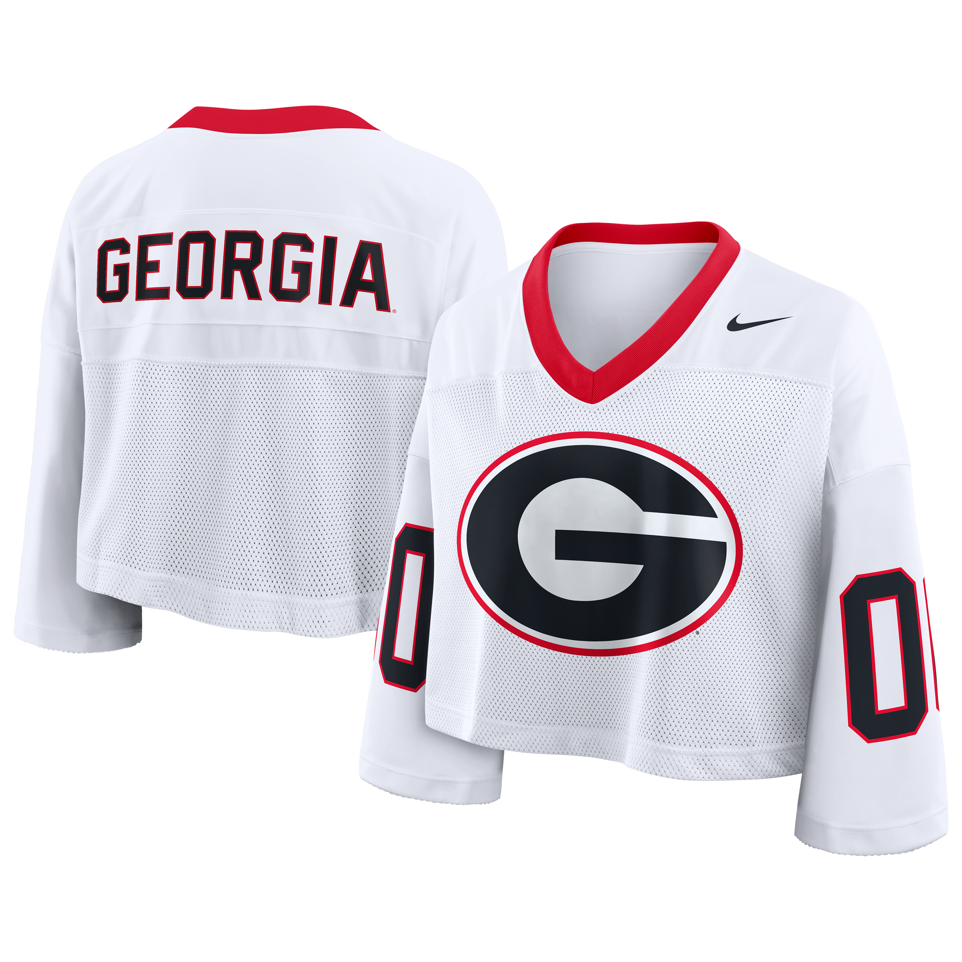 Women's Nike White Georgia Bulldogs Oversized Logo Cropped Fashion Jersey