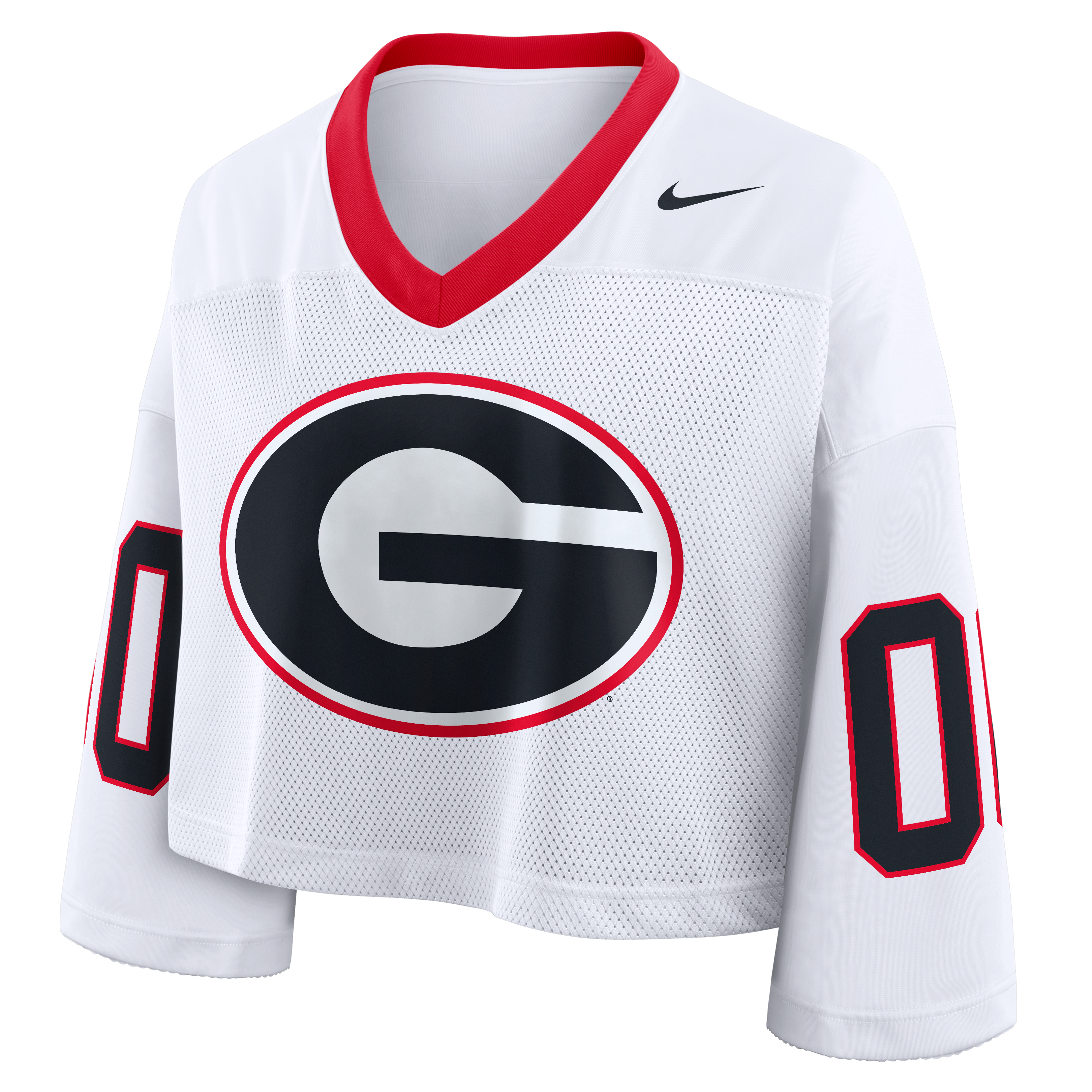 Women's Nike White Georgia Bulldogs Oversized Logo Cropped Fashion Jersey