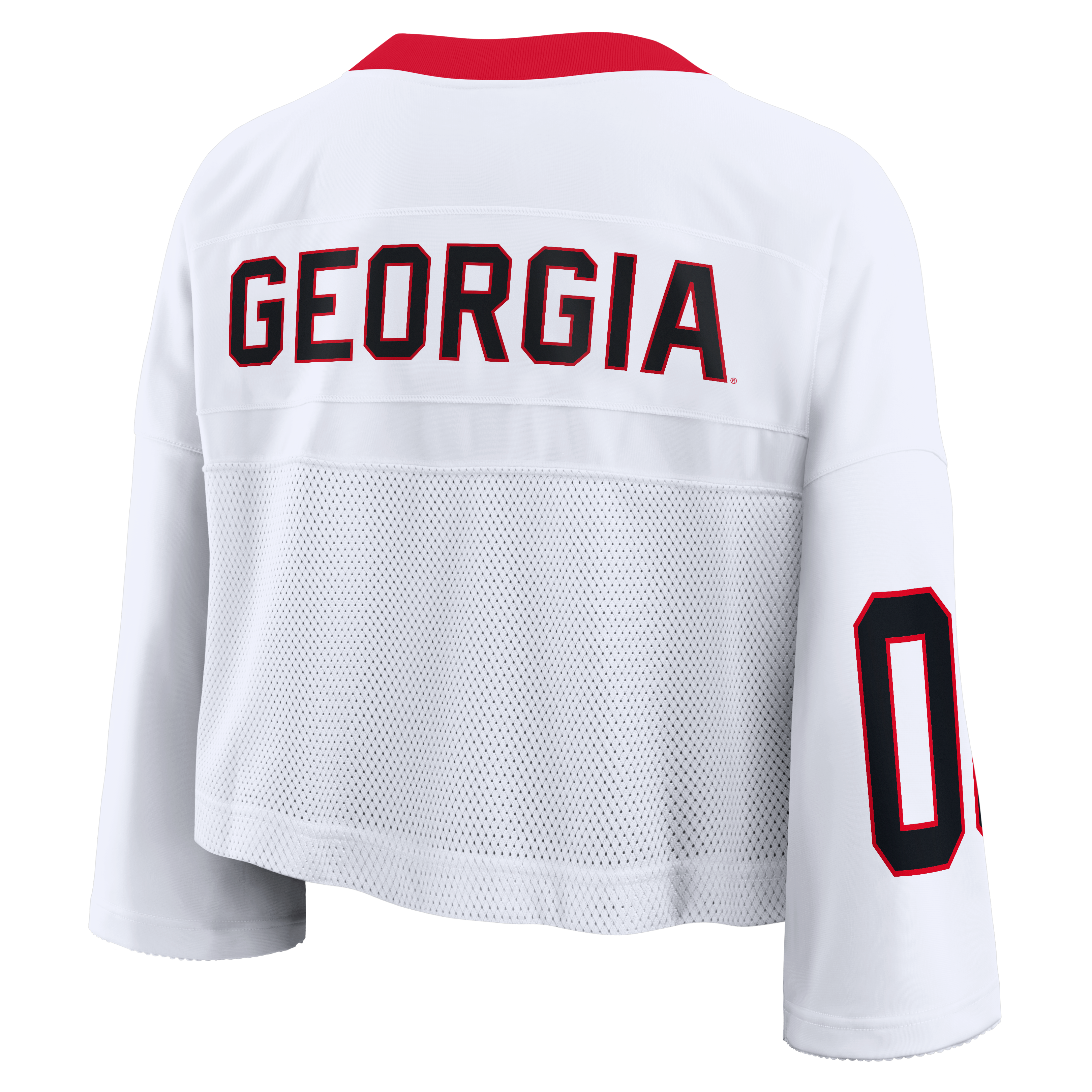 Women's Nike White Georgia Bulldogs Oversized Logo Cropped Fashion Jersey