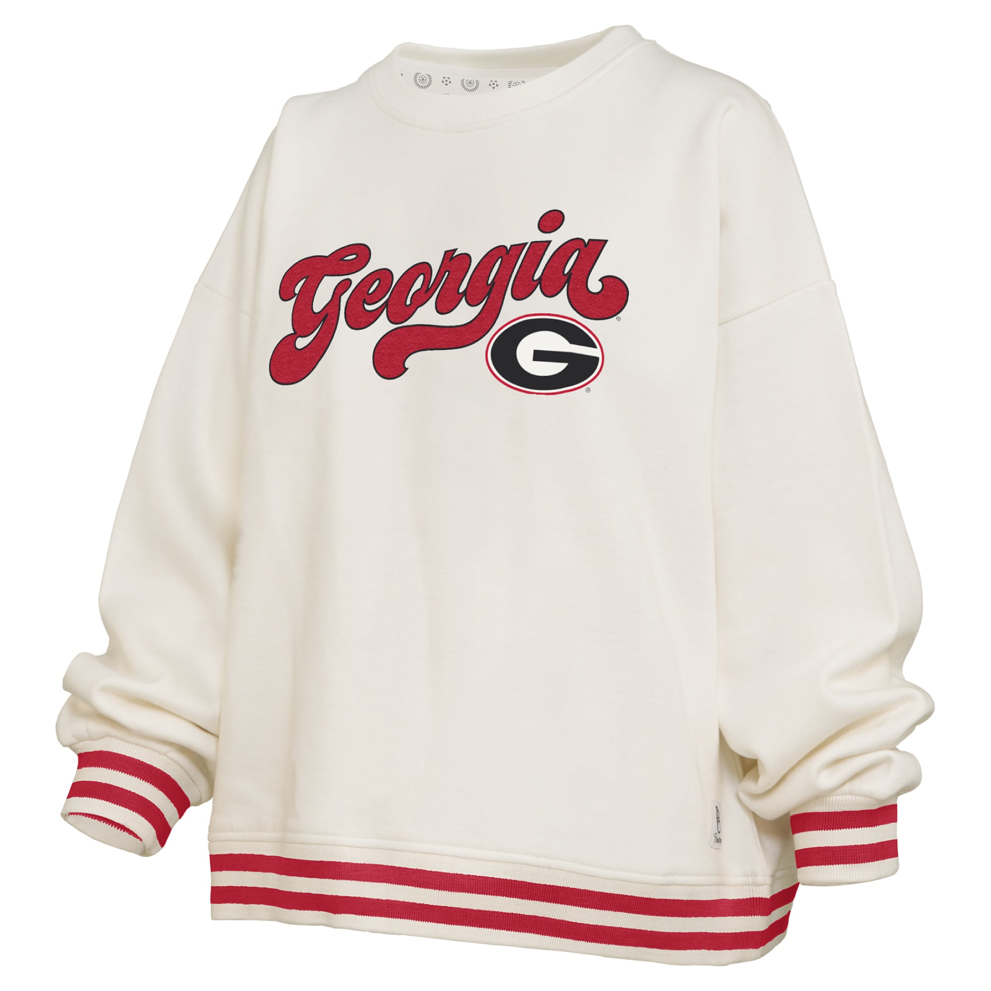 Sweat-shirt côtelé en chenille crème Pressbox Georgia Bulldogs Bonanza pour femme