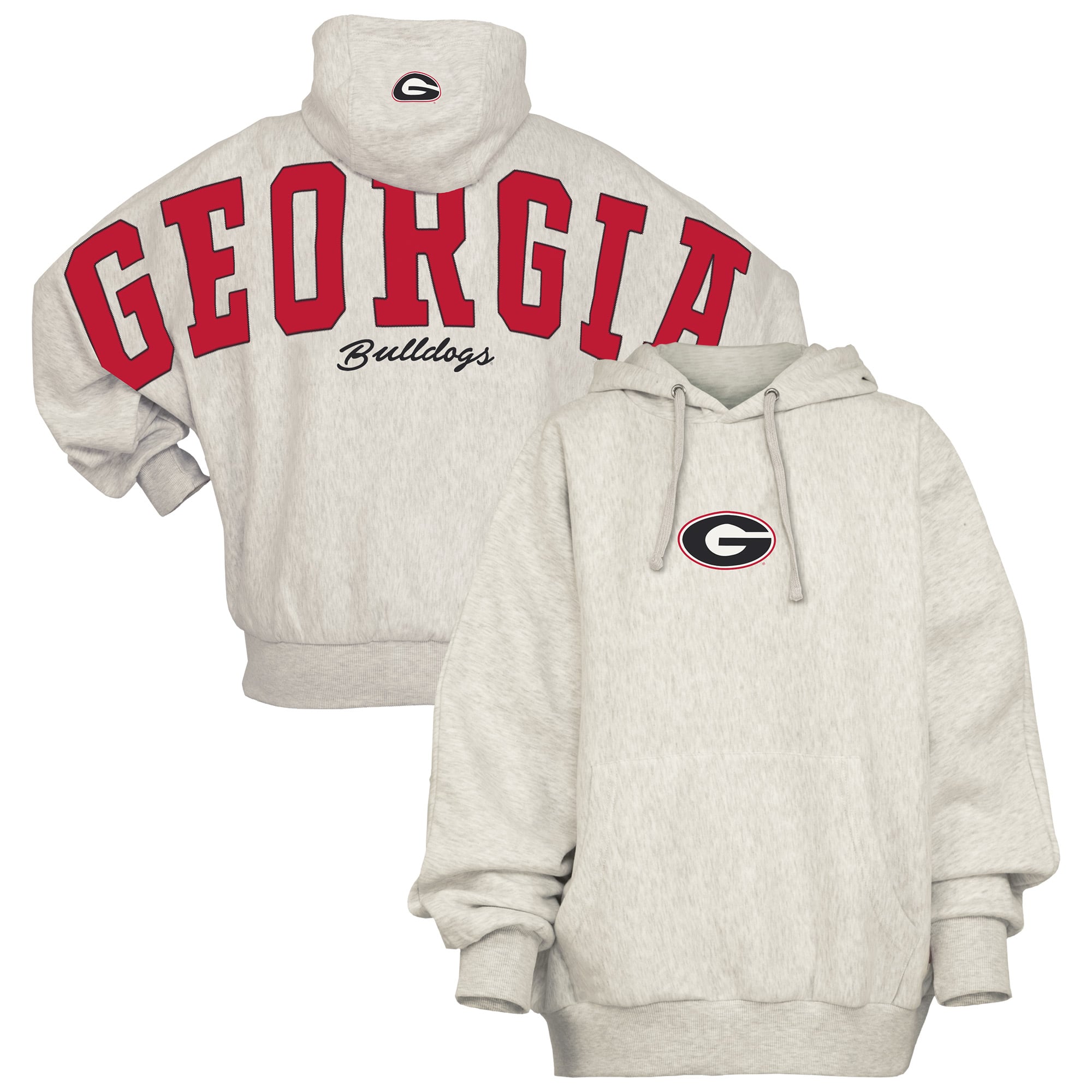 Sweat à capuche oversize gris Pressbox pour femmes, Georgia Bulldogs Belvedere