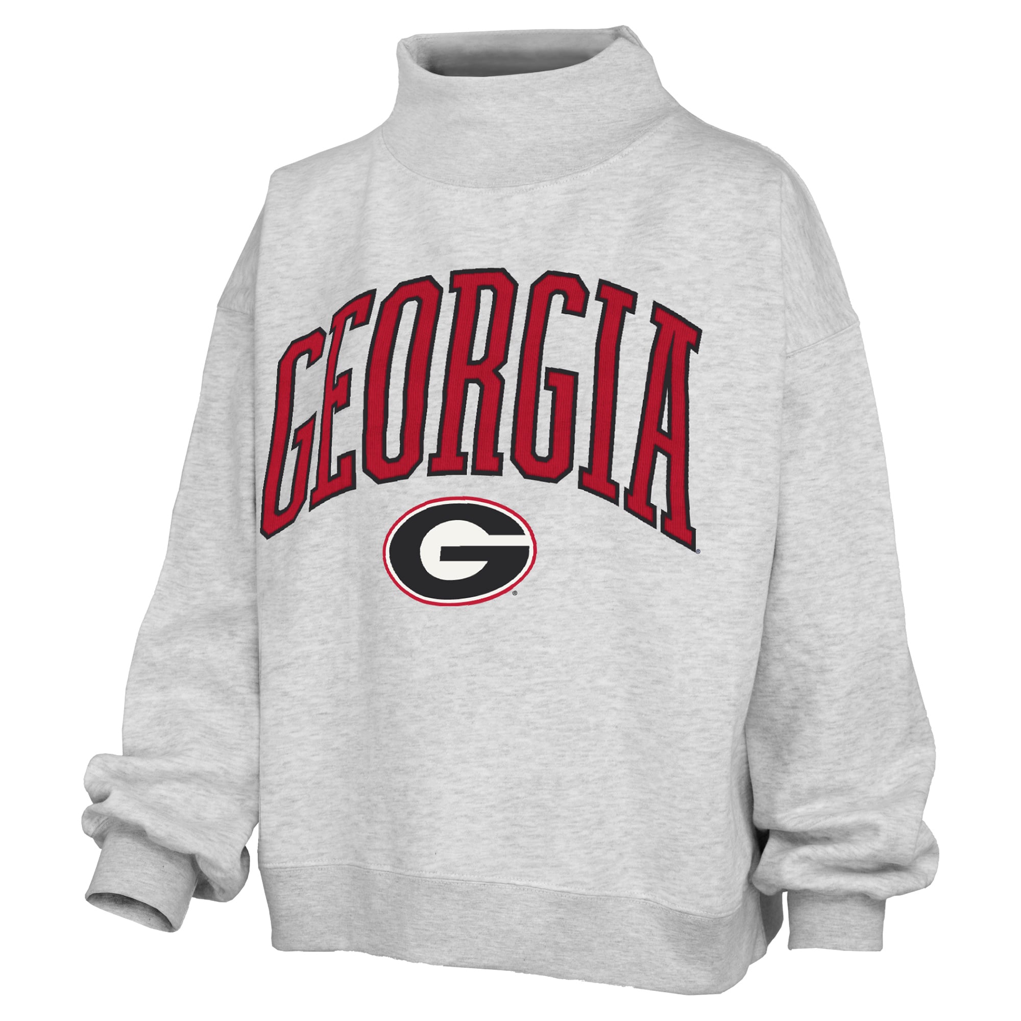 Women's Pressbox Gray Georgia Bulldogs Nelson Texture Lingo Mock Neck Fleece Sweatshirt