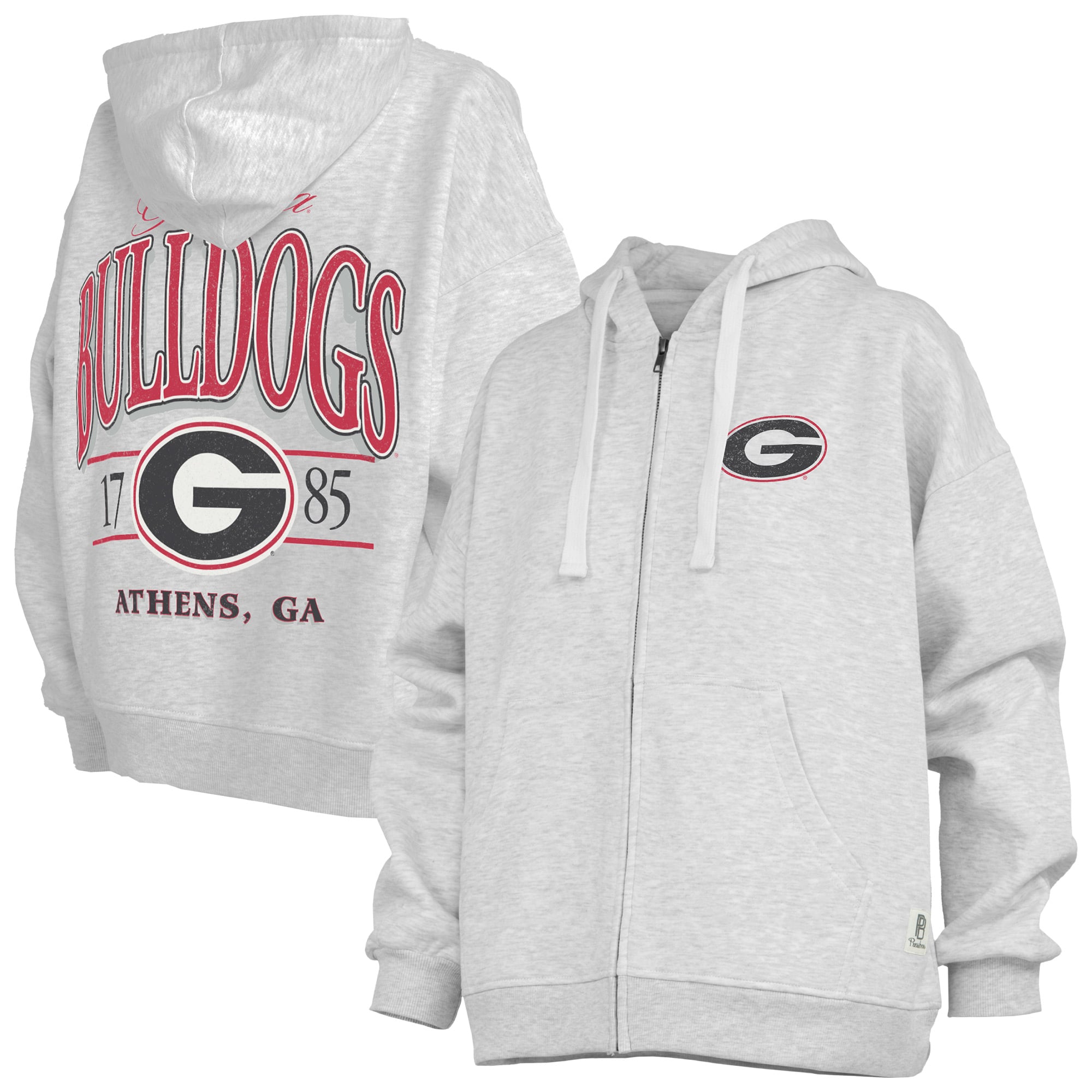 Sweat à capuche zippé Janise Georgia Bulldogs gris chiné pour femme, de la marque Pressbox.
