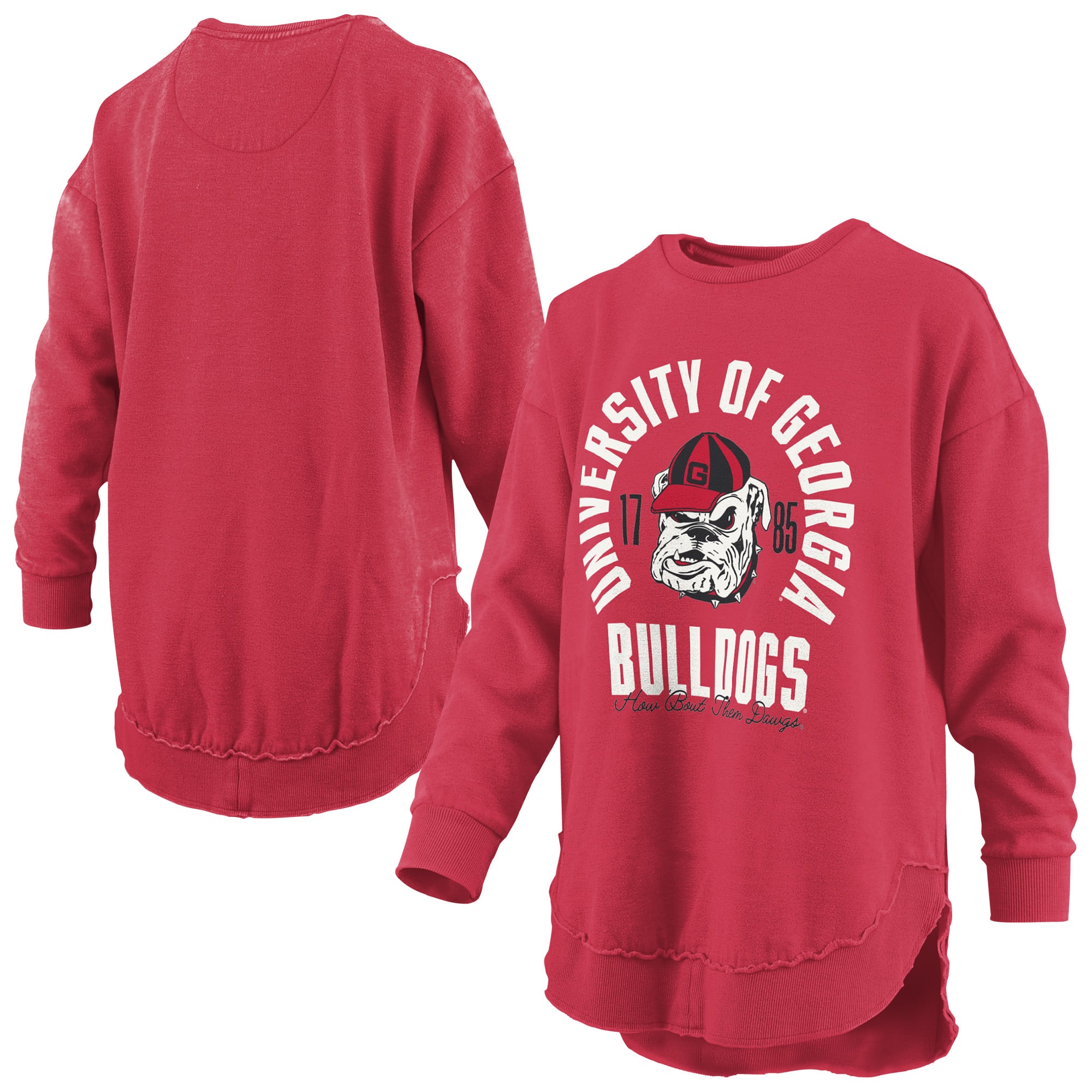 Sweat-shirt à col rond Pressbox rouge Georgia Bulldogs Blitz pour femmes