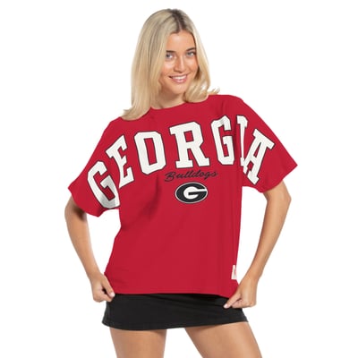  Georgia Bulldogs Pressbox Women's Flannigan Oversized T-Shirt - Red